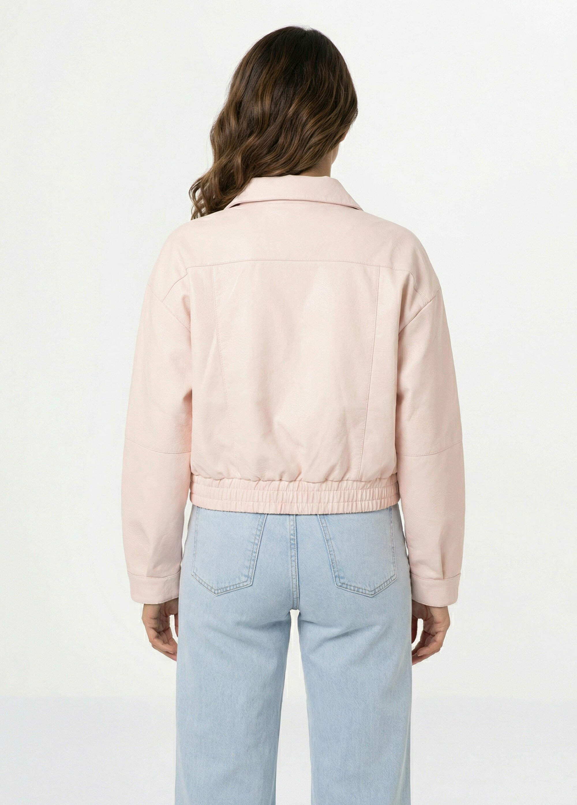 Blouson style vintage en simili cuir Femme Rose SFT-S-6201 DO1