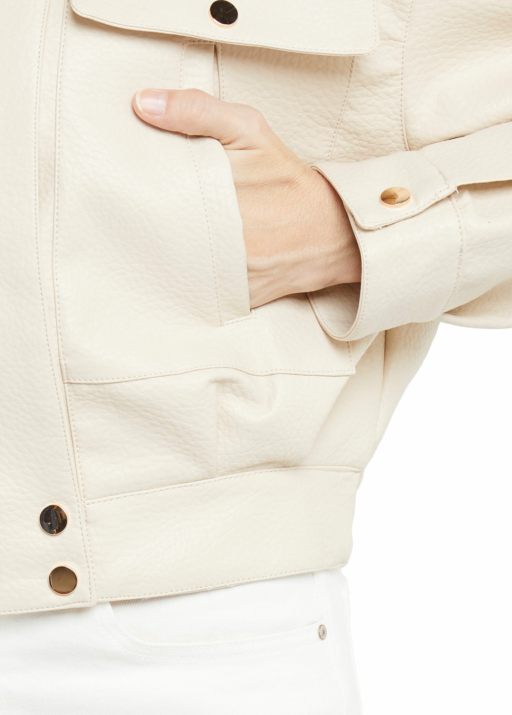 Blouson style vintage en simili cuir Femme Beige SFT-S-6201 DE2