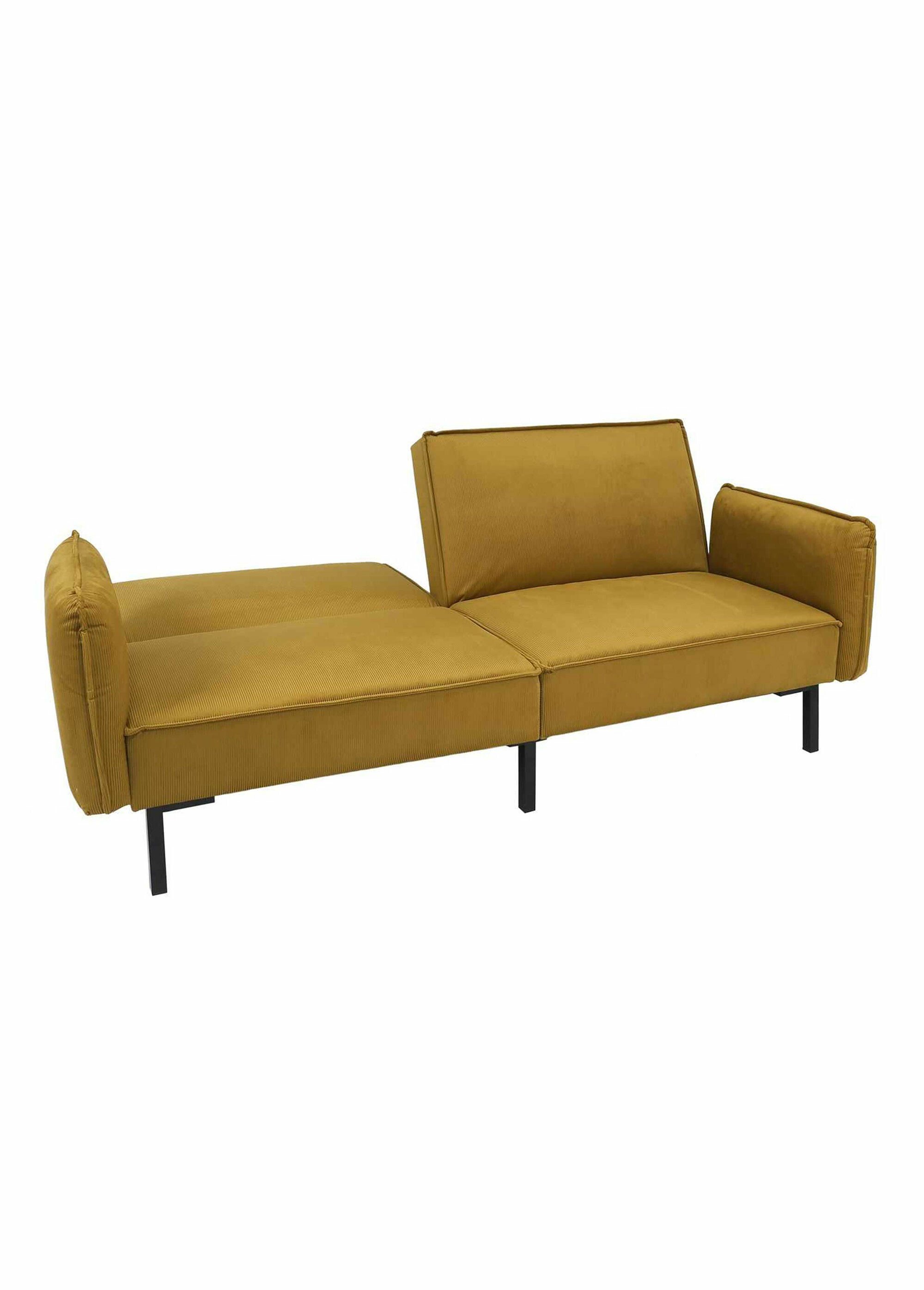 Canapé convertible velours, 2 coussins JAUNE CMP-HD0133 DE3