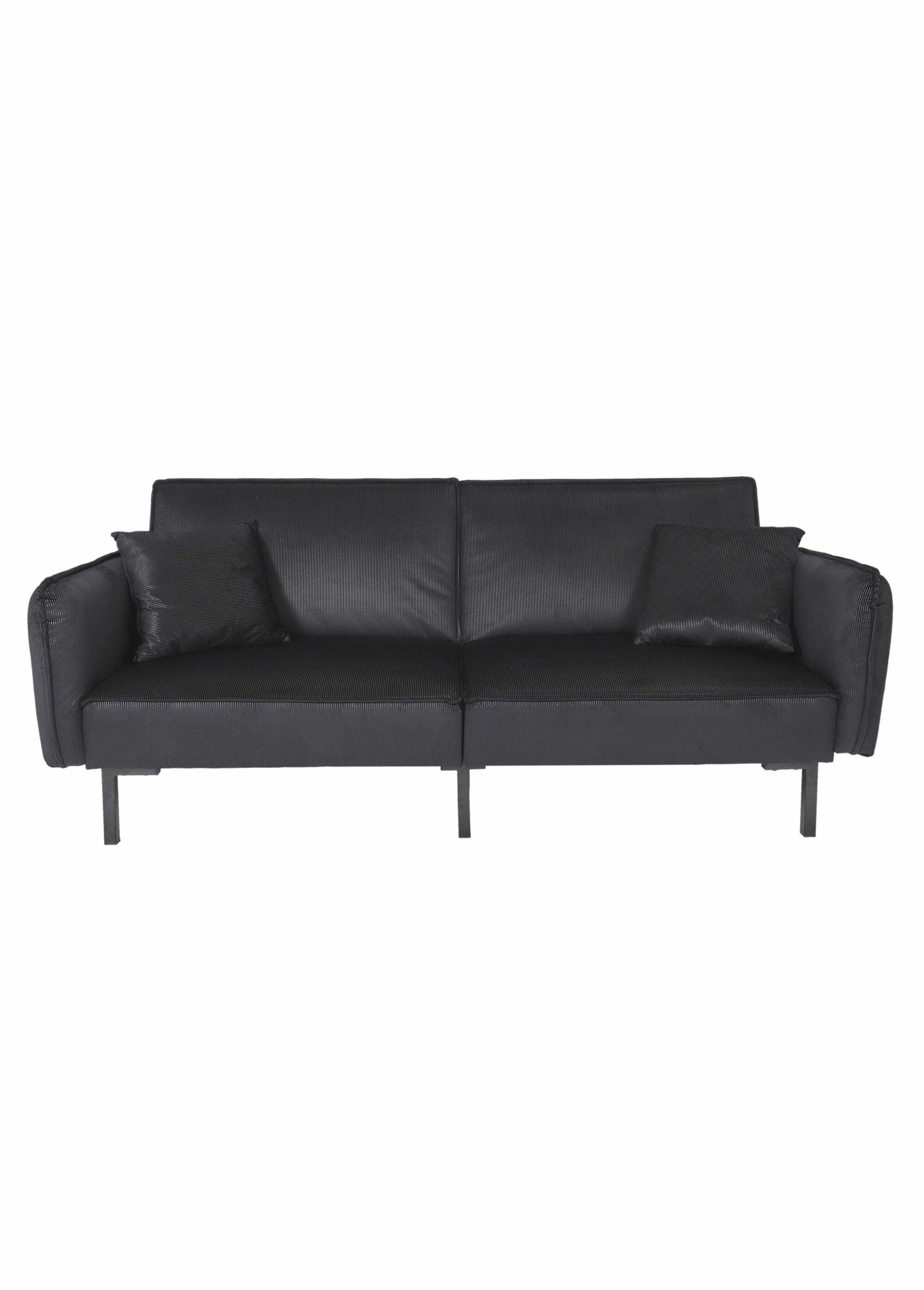 Canapé convertible velours, 2 coussins NOIR CMP-HD0133 DE2