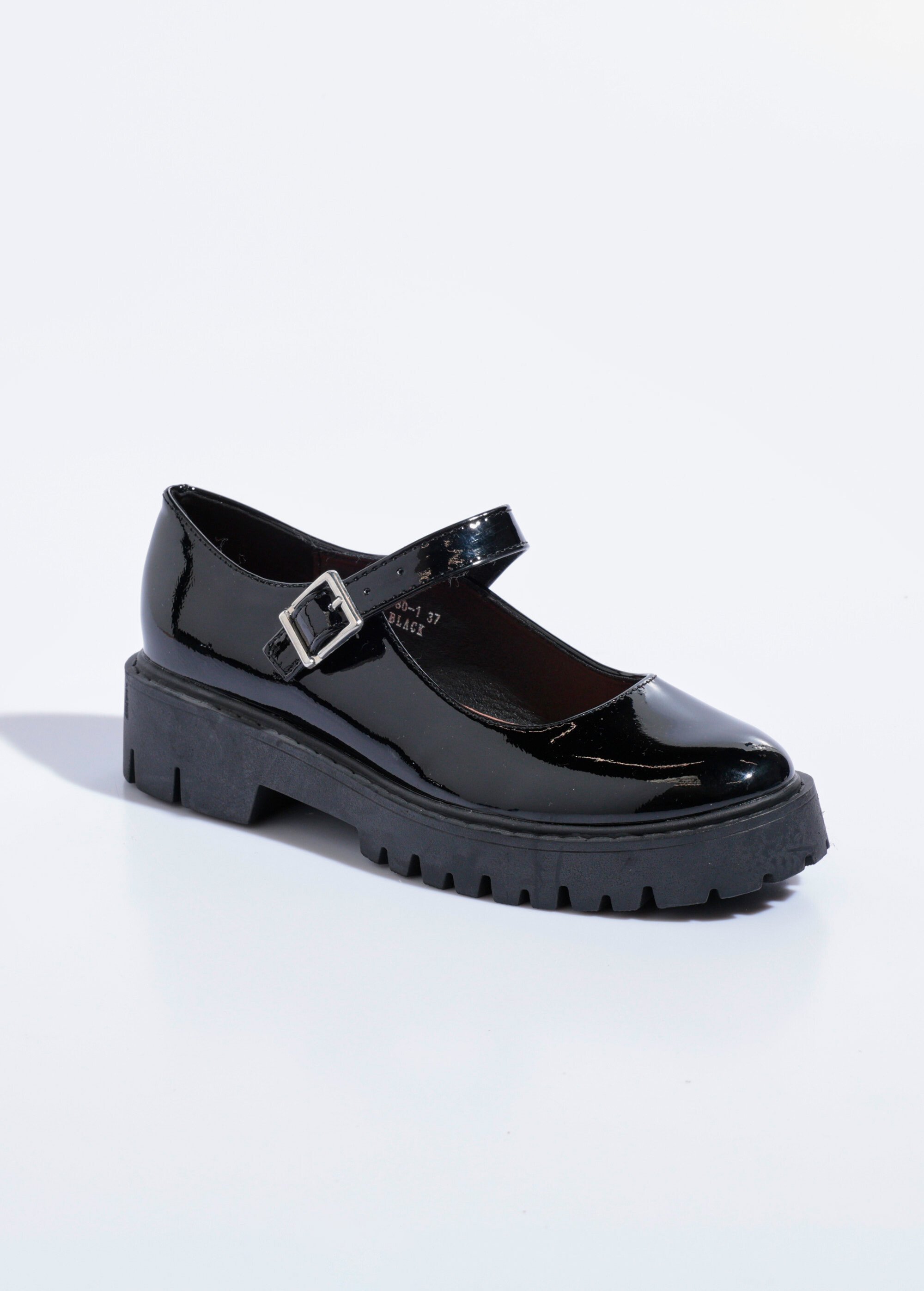 Babies vernies semelle compensée crantée Femme Noir QUIZ1780-1 FA1