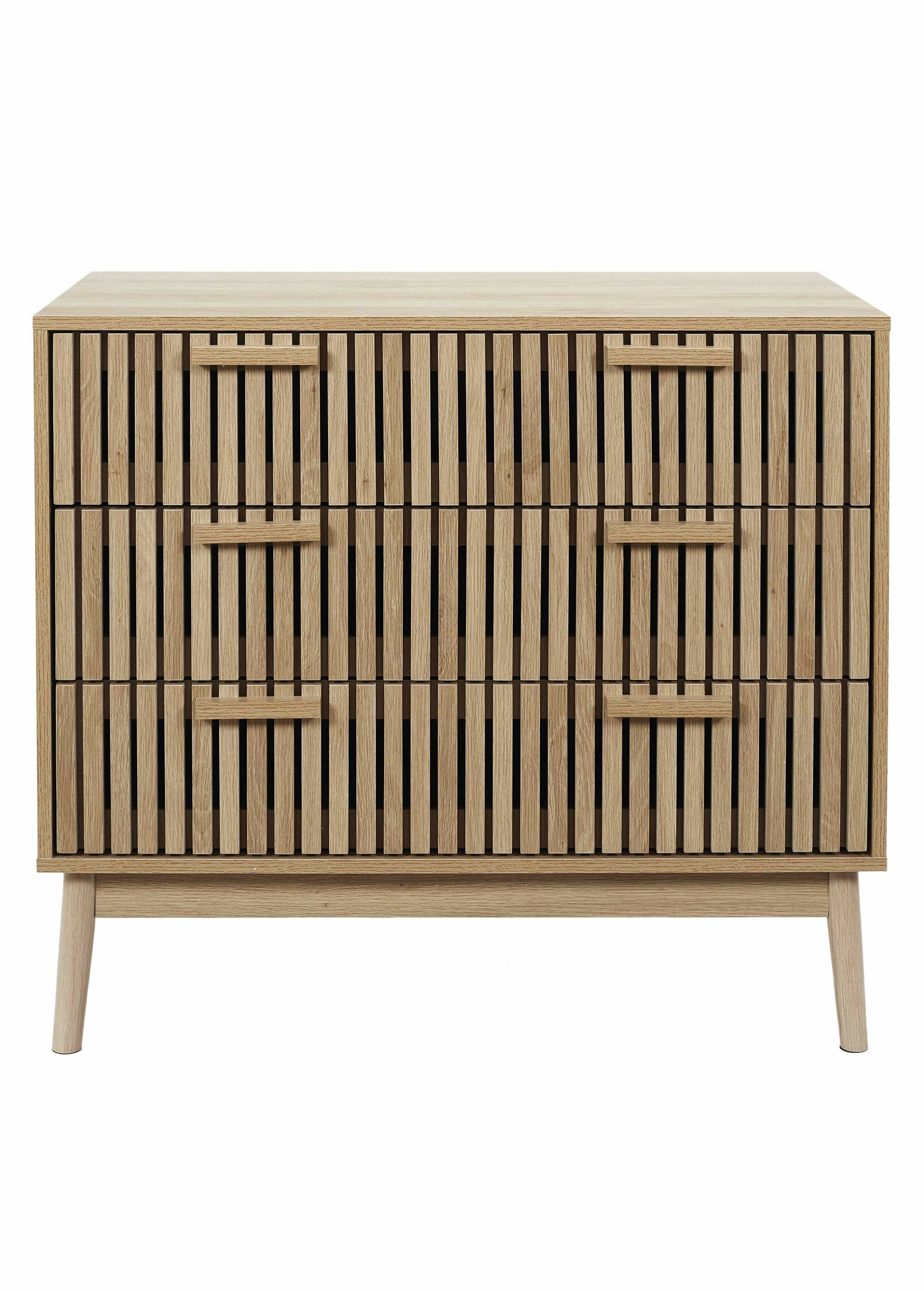 Commode 3 tiroirs en bois effet claustra