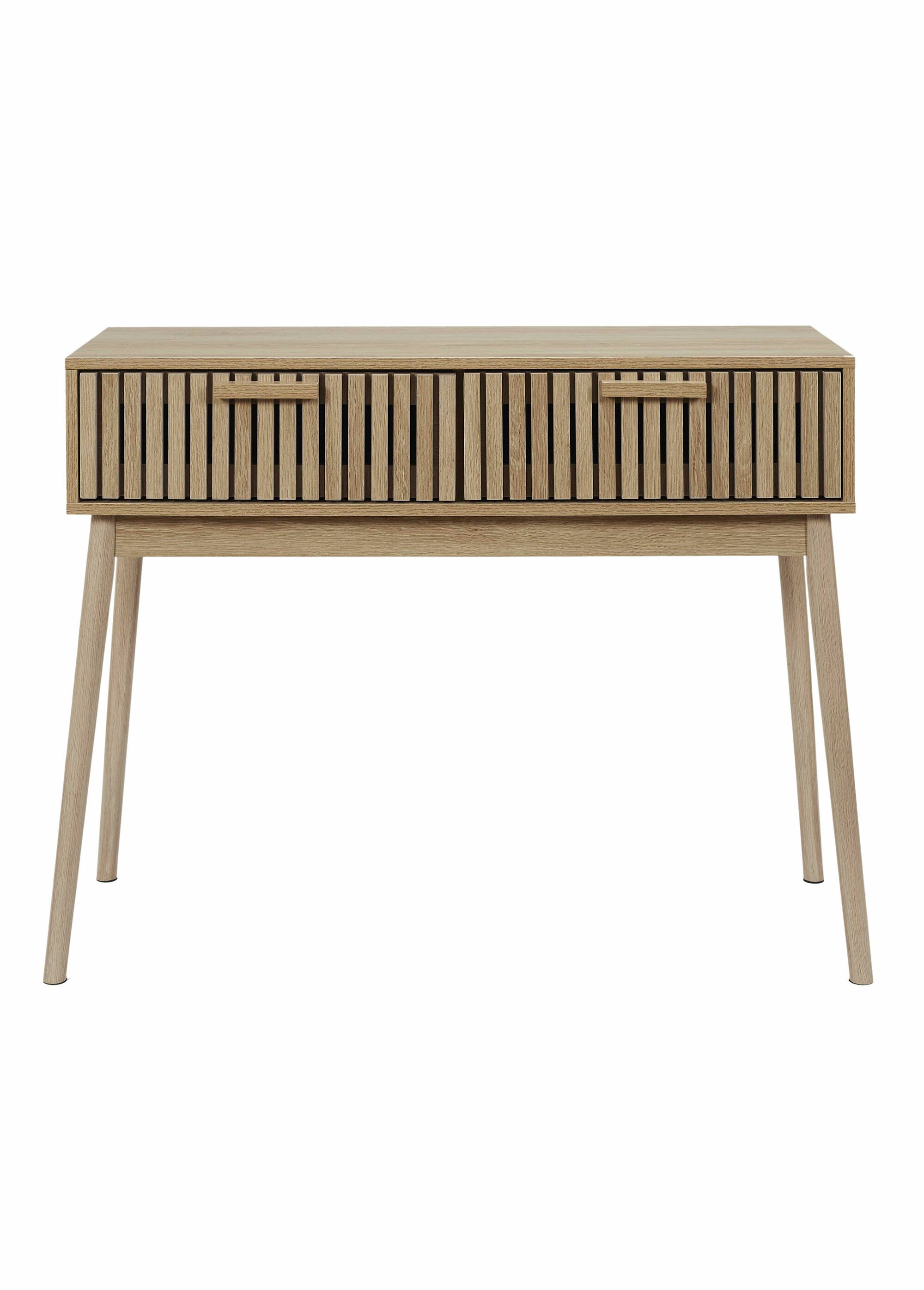 Console en bois claustra, 2 tiroirs