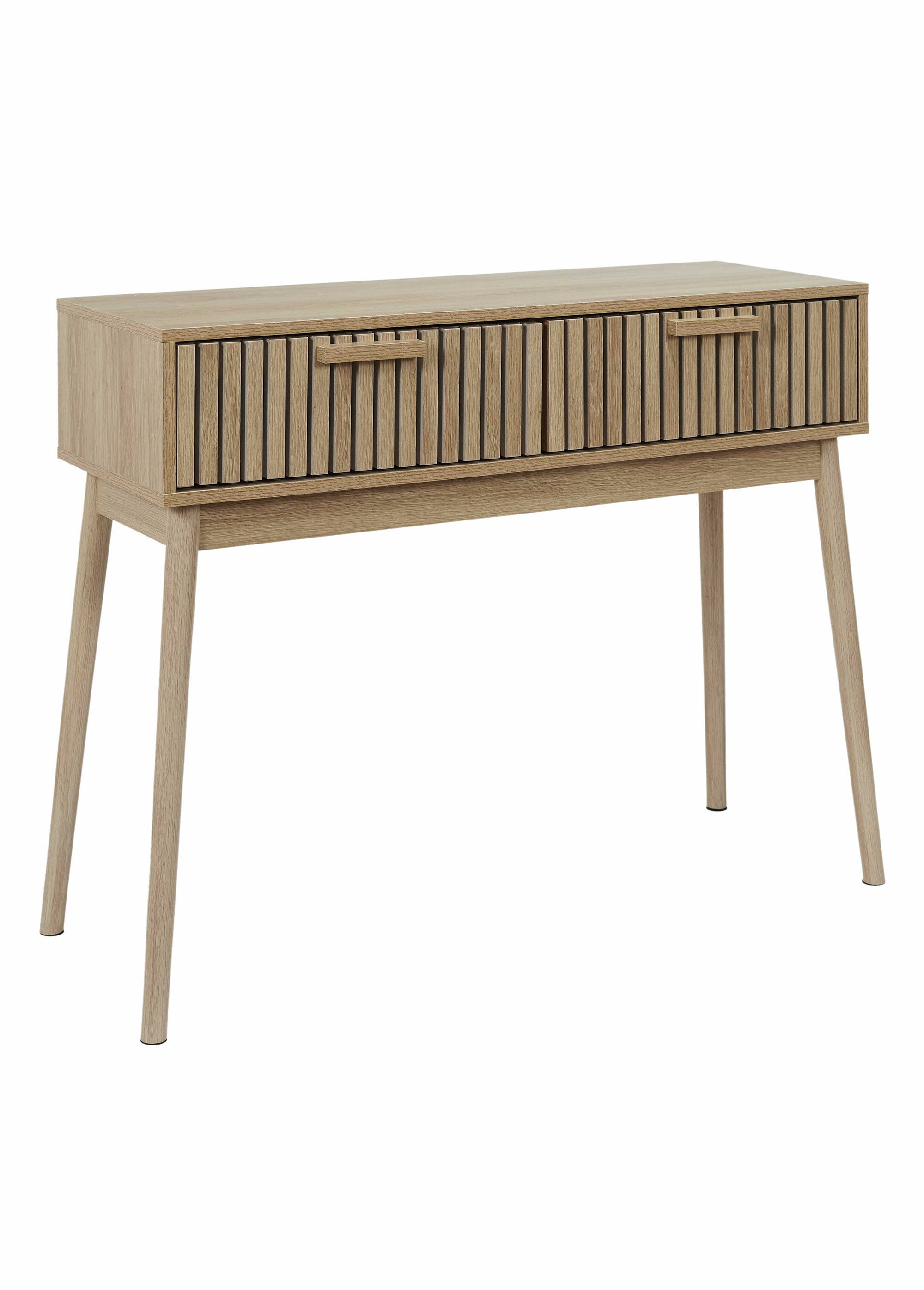 Console en bois claustra, 2 tiroirs