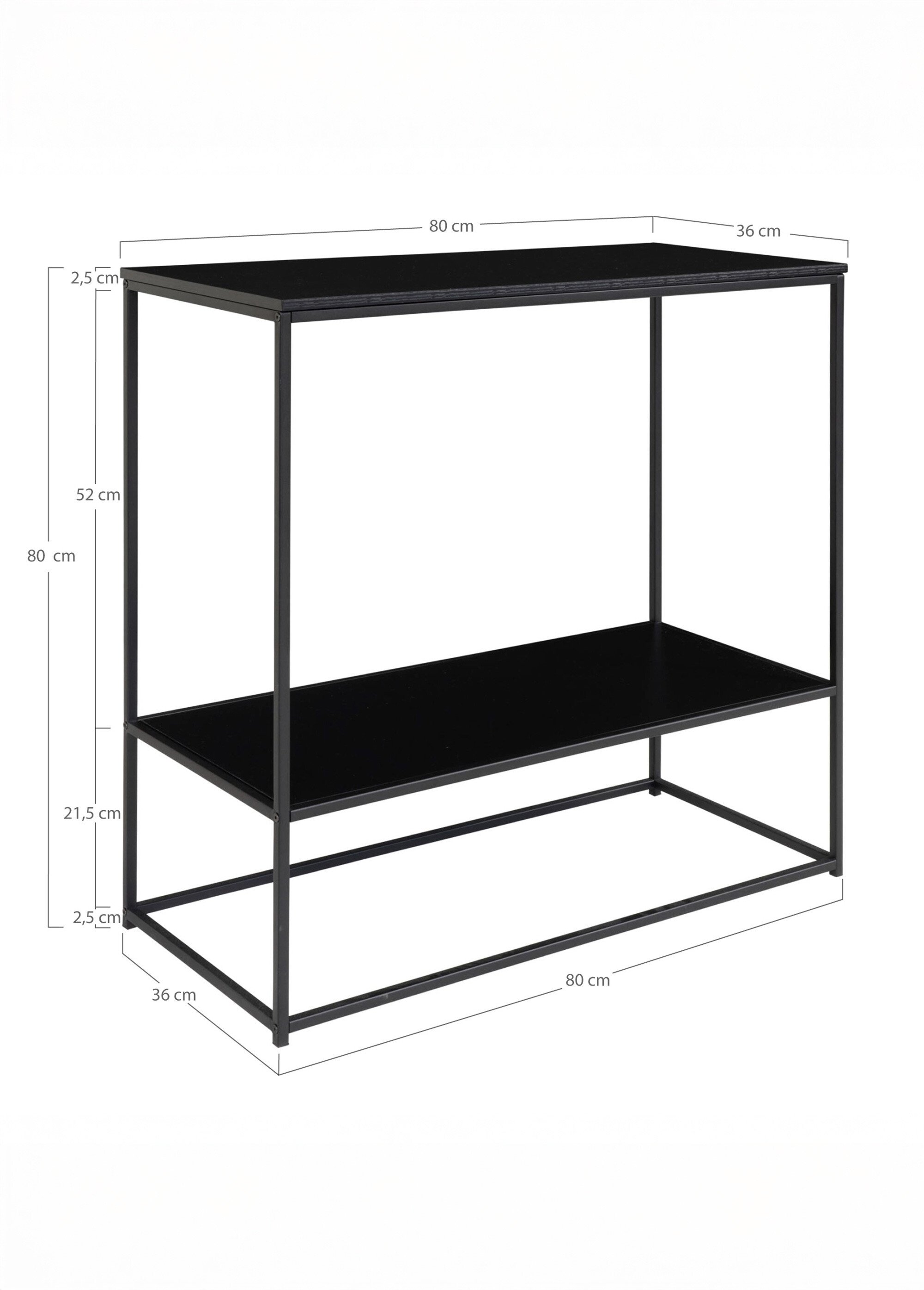 Console épurée 2 niveaux, bois et métal NOIR HN-2301070 DE2