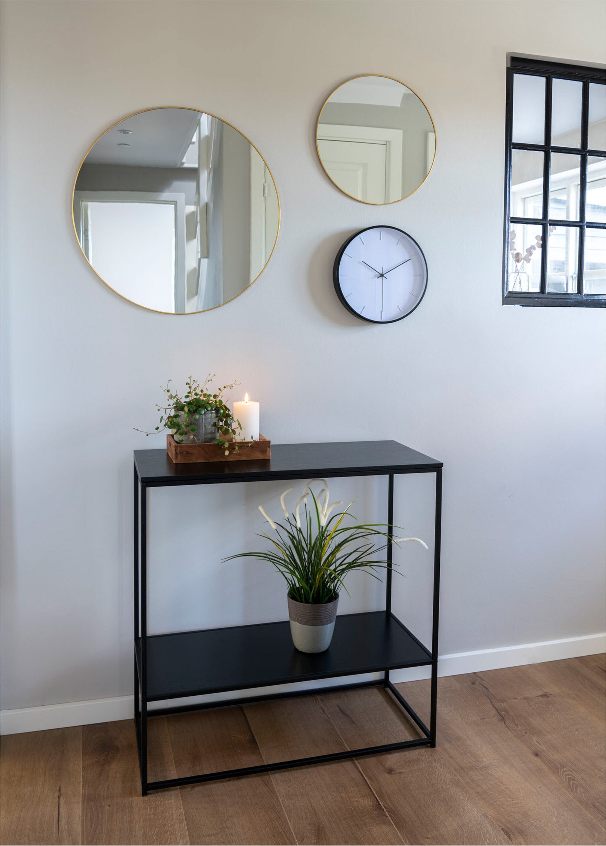 Console épurée 2 niveaux, bois et métal NOIR HN-2301070 SI1