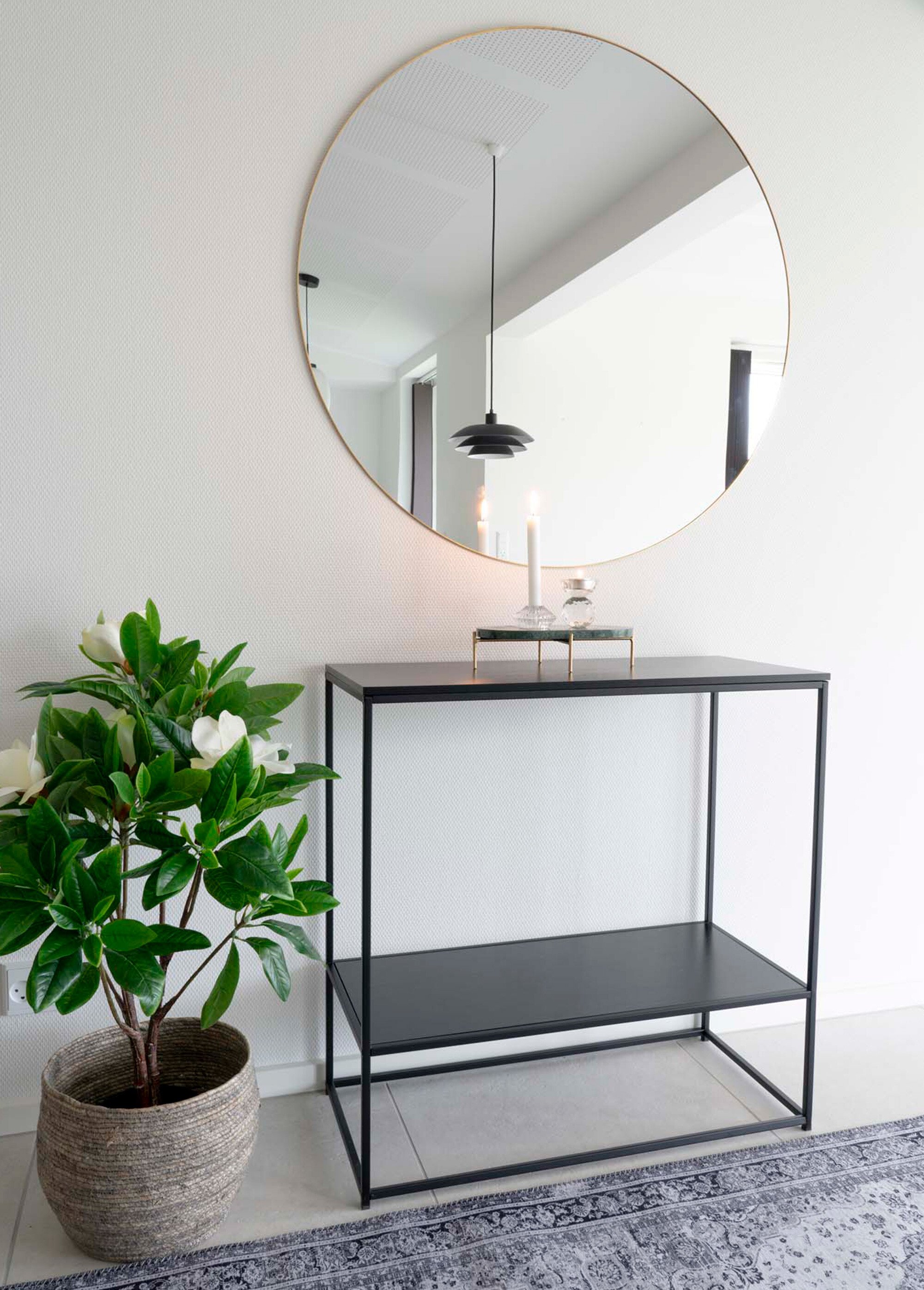 Console épurée 2 niveaux, bois et métal NOIR HN-2301070 SI2