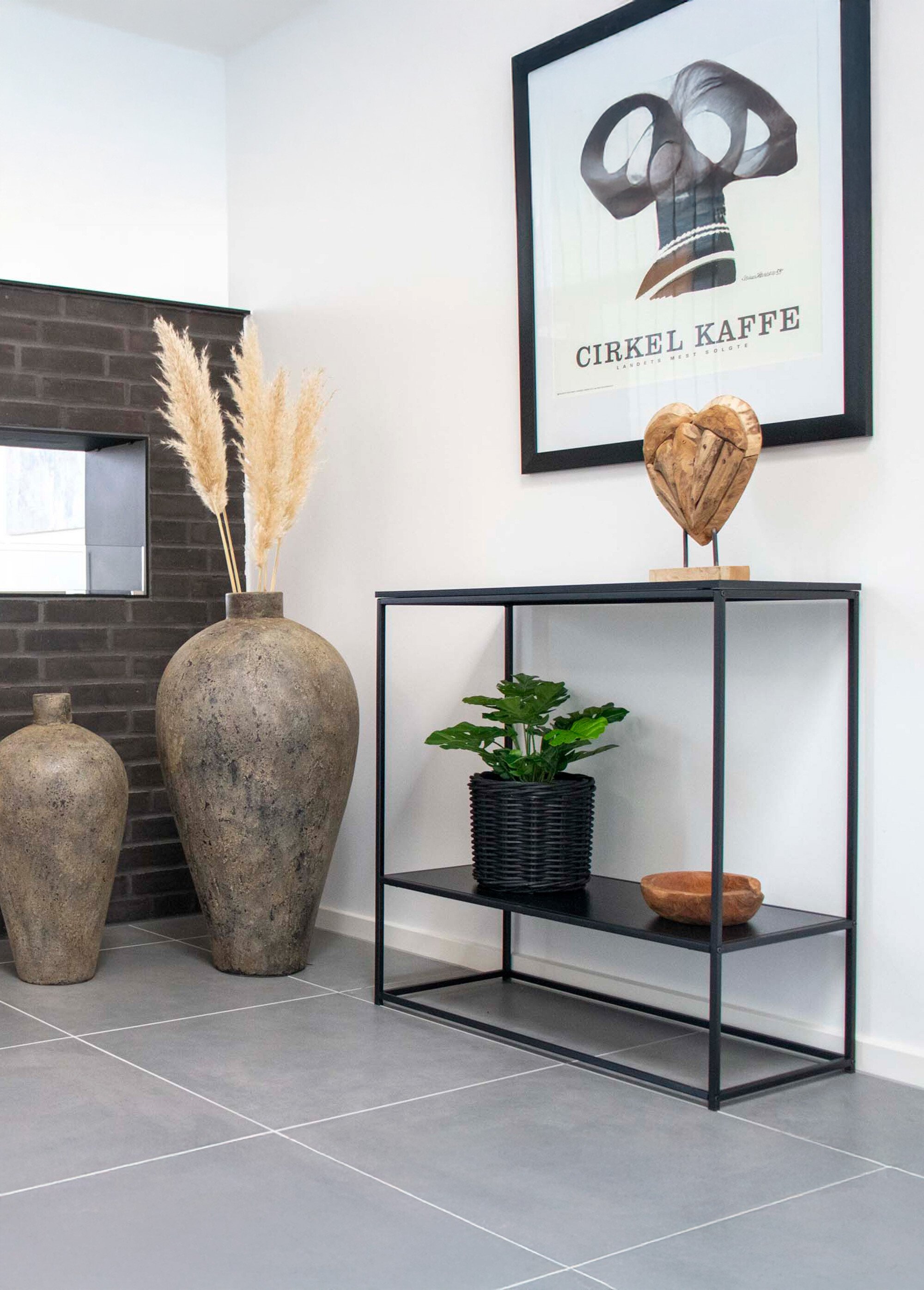 Console épurée 2 niveaux, bois et métal NOIR HN-2301070 SI3