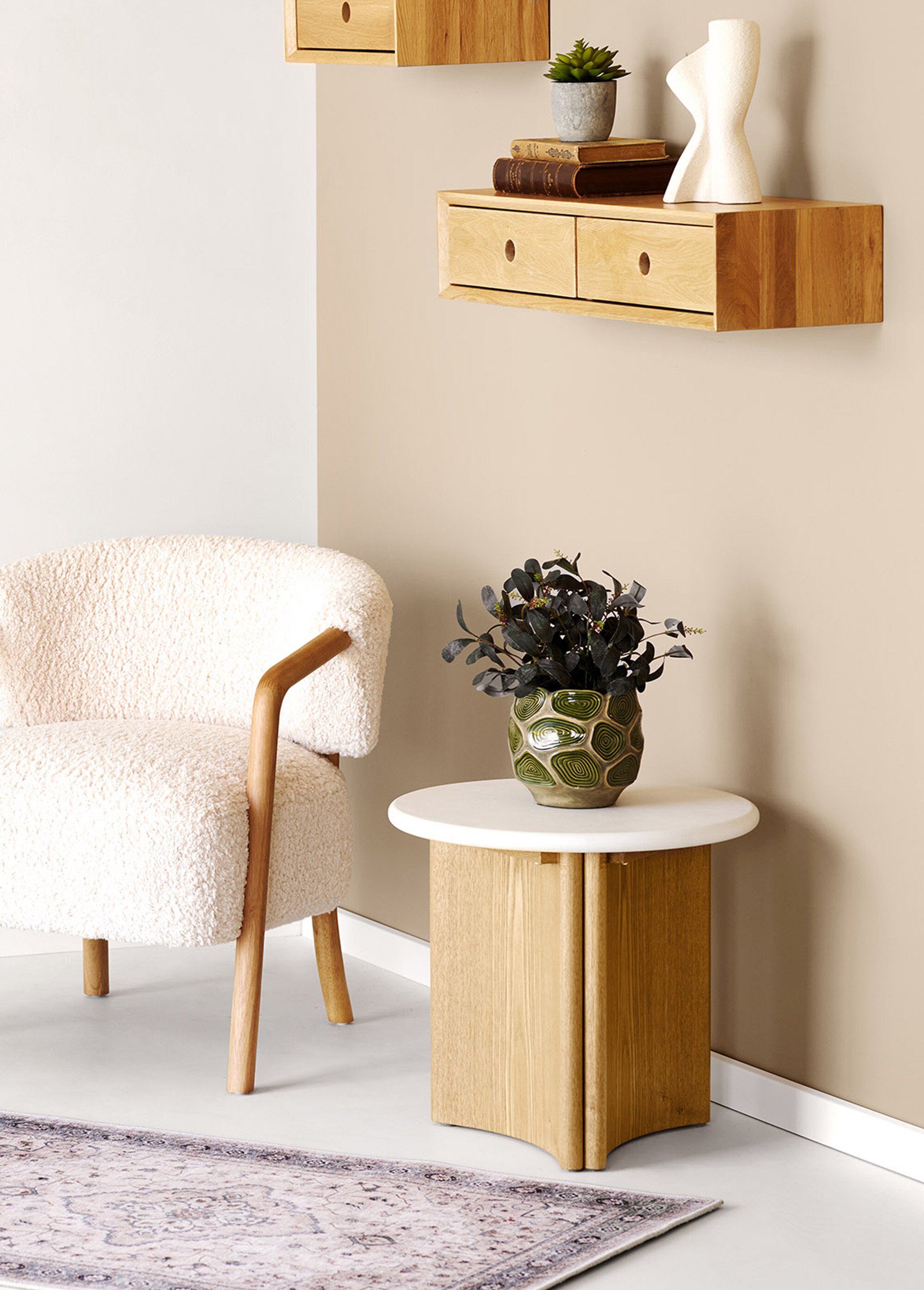 Etagère murale avec 2 tiroirs LUZERN BEIGE HN-3102041 SI2