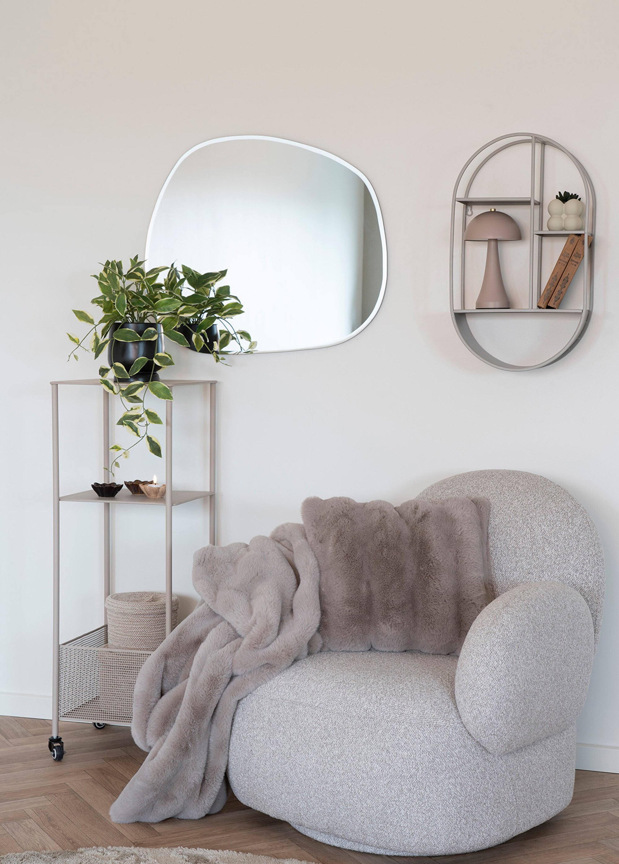 Étagère murale ovale graphique en acier GRIS HN-4201055 SI1