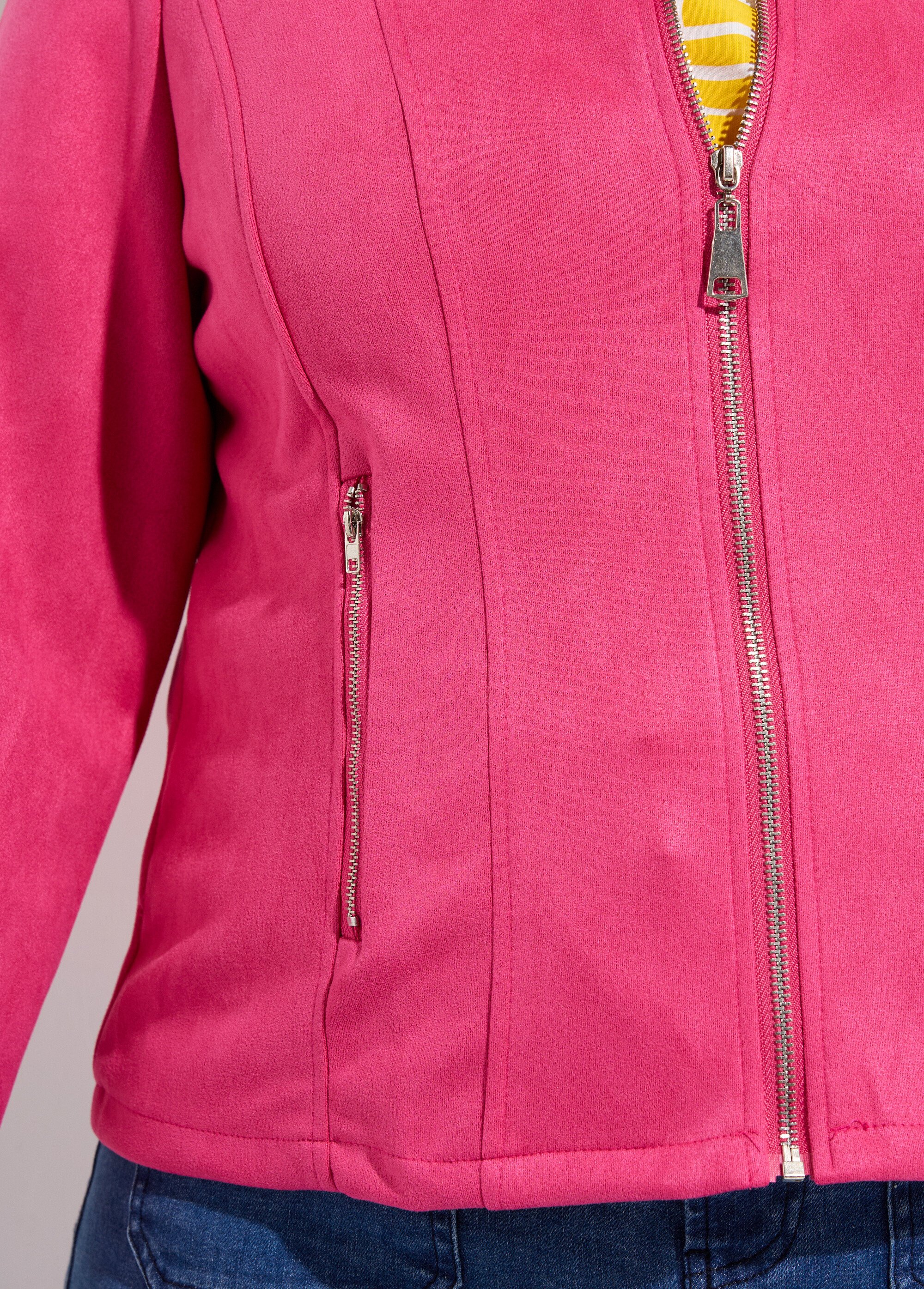 Veste courte suédine style perfecto Femme Grande Taille Rose CH-H009 DE2