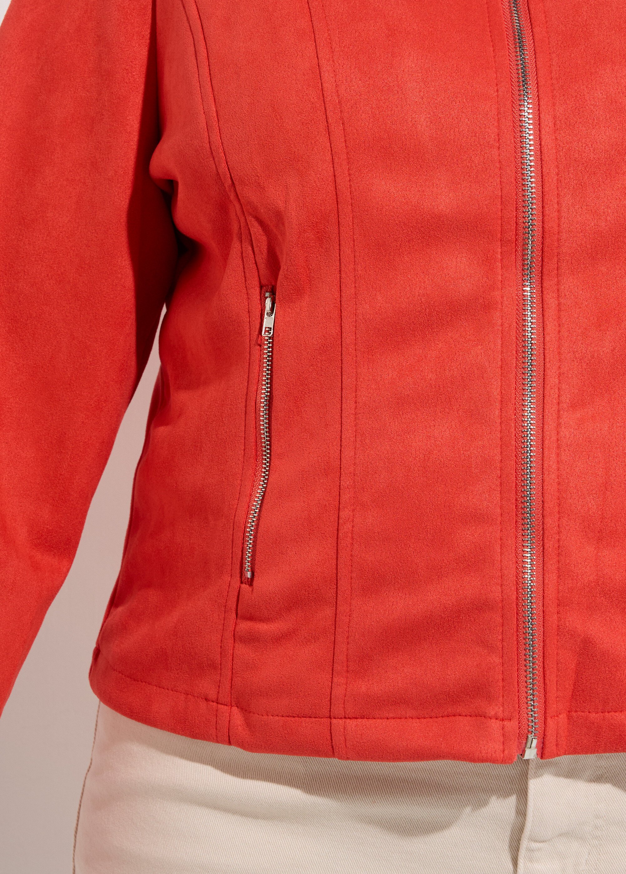 Veste courte suédine style perfecto Femme Grande Taille Orange CH-H009 DE2