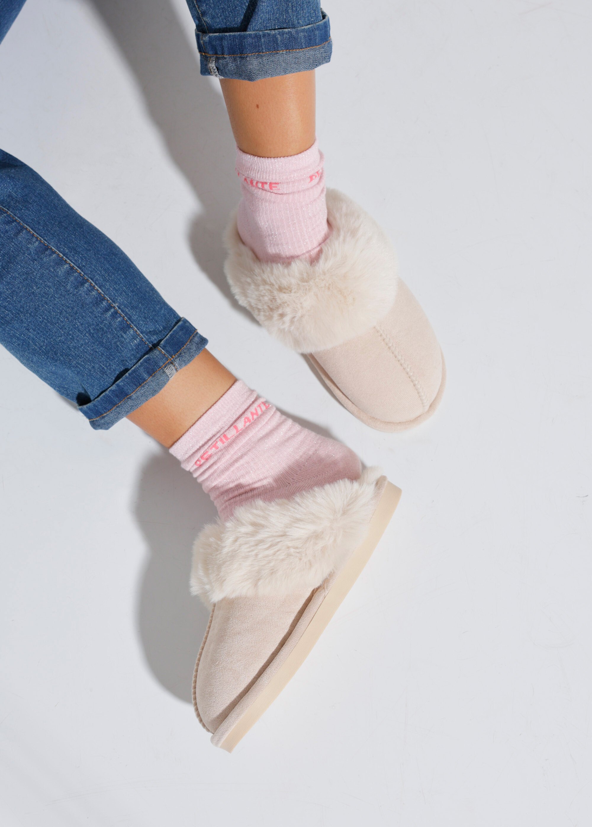 Chaussons Mules Femme Beige LBDKB6010-12PS SF1
