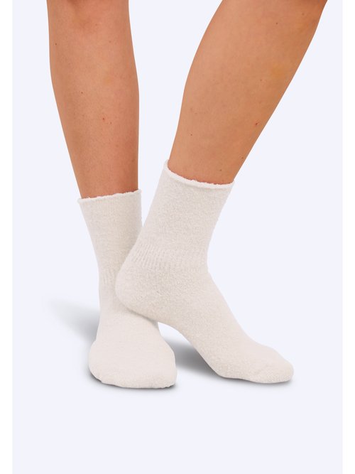 Lot de 2 paires de chaussons-chaussettes Femme Blanc BAMBOU FA1