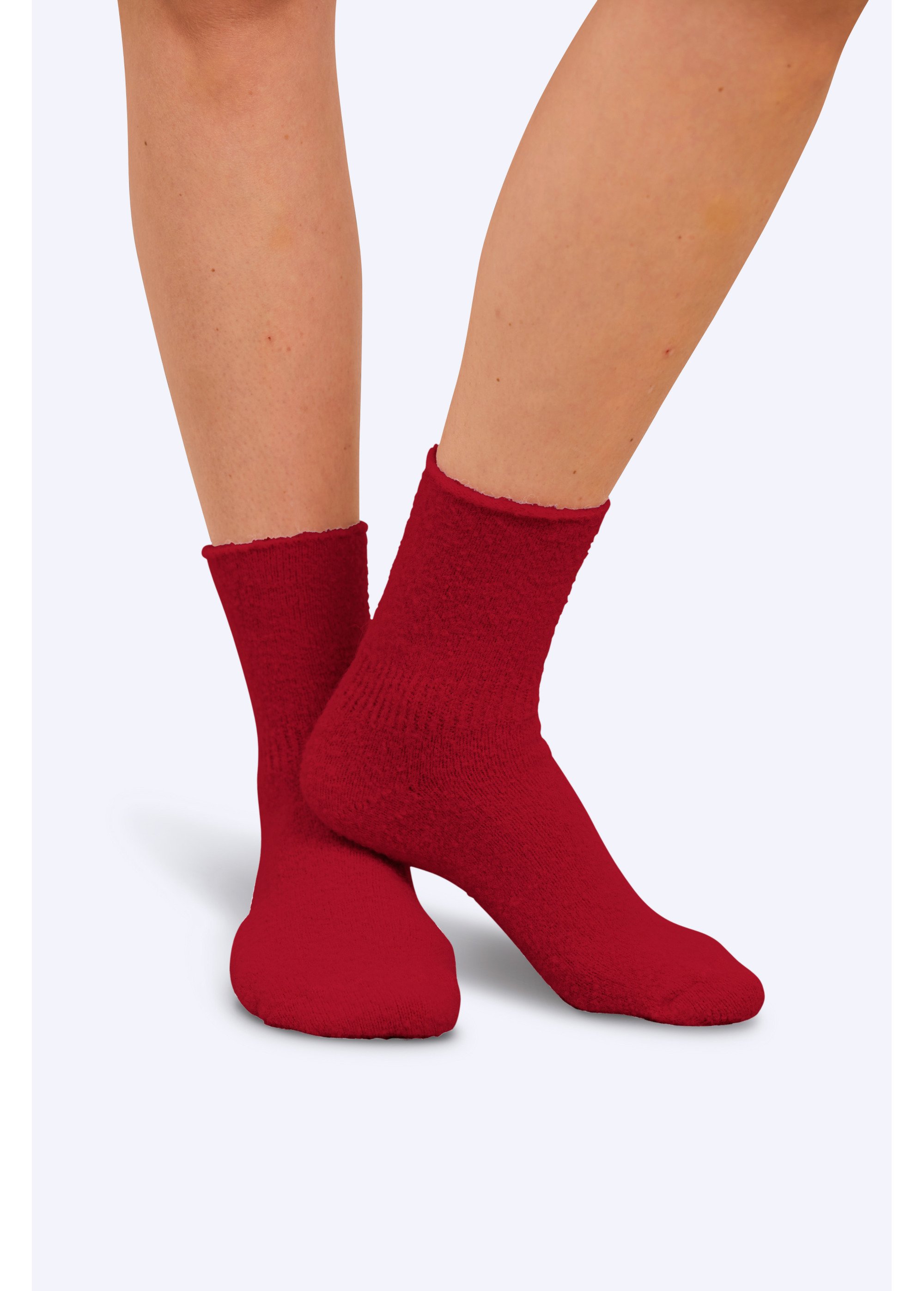 Lot de 2 paires de chaussons-chaussettes Femme Rouge BAMBOU FA1