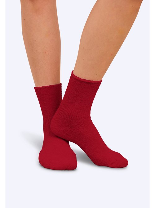 Lot de 2 paires de chaussons-chaussettes Femme Rouge BAMBOU FA1