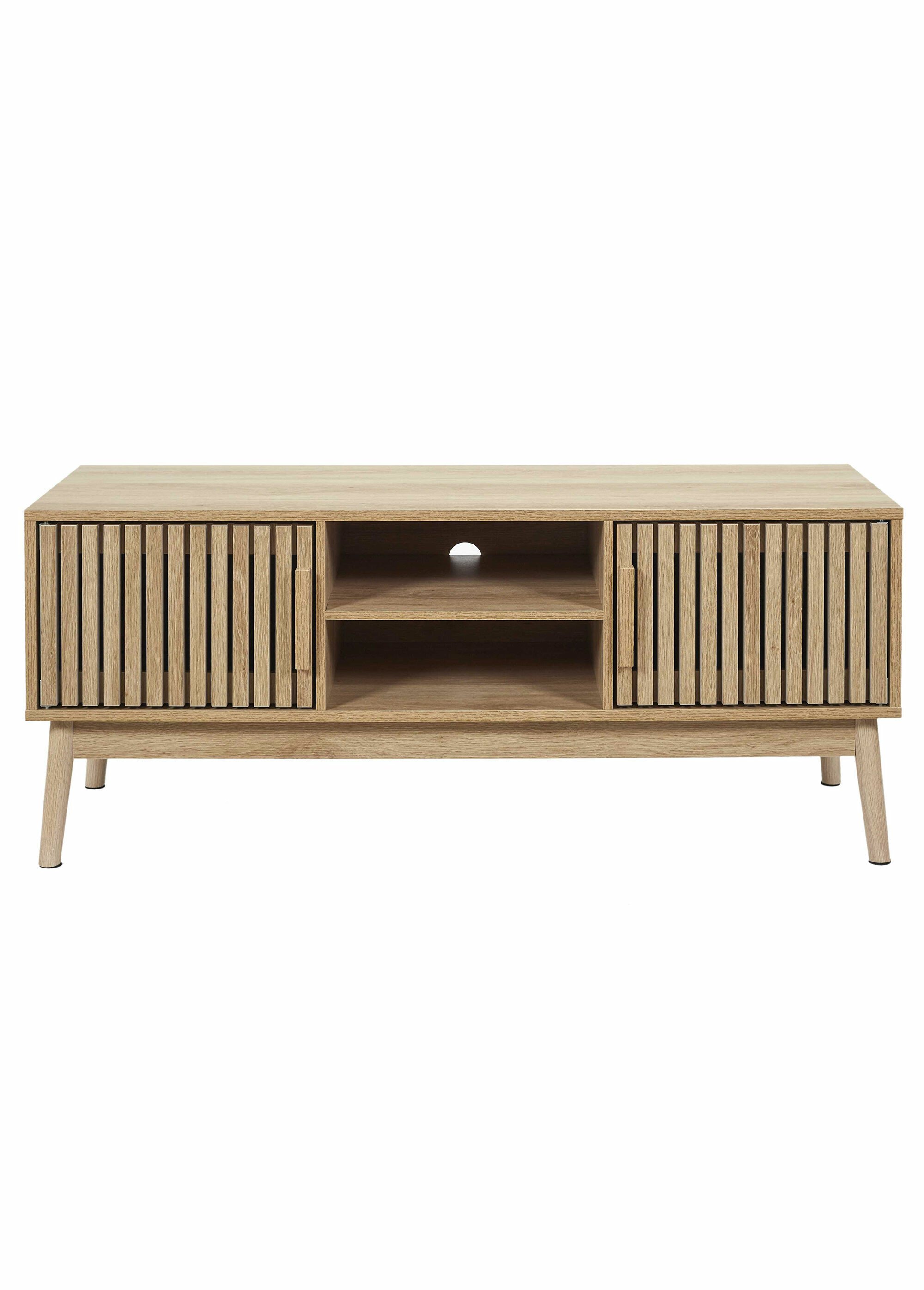 Meuble TV en bois claustra, 2 portes