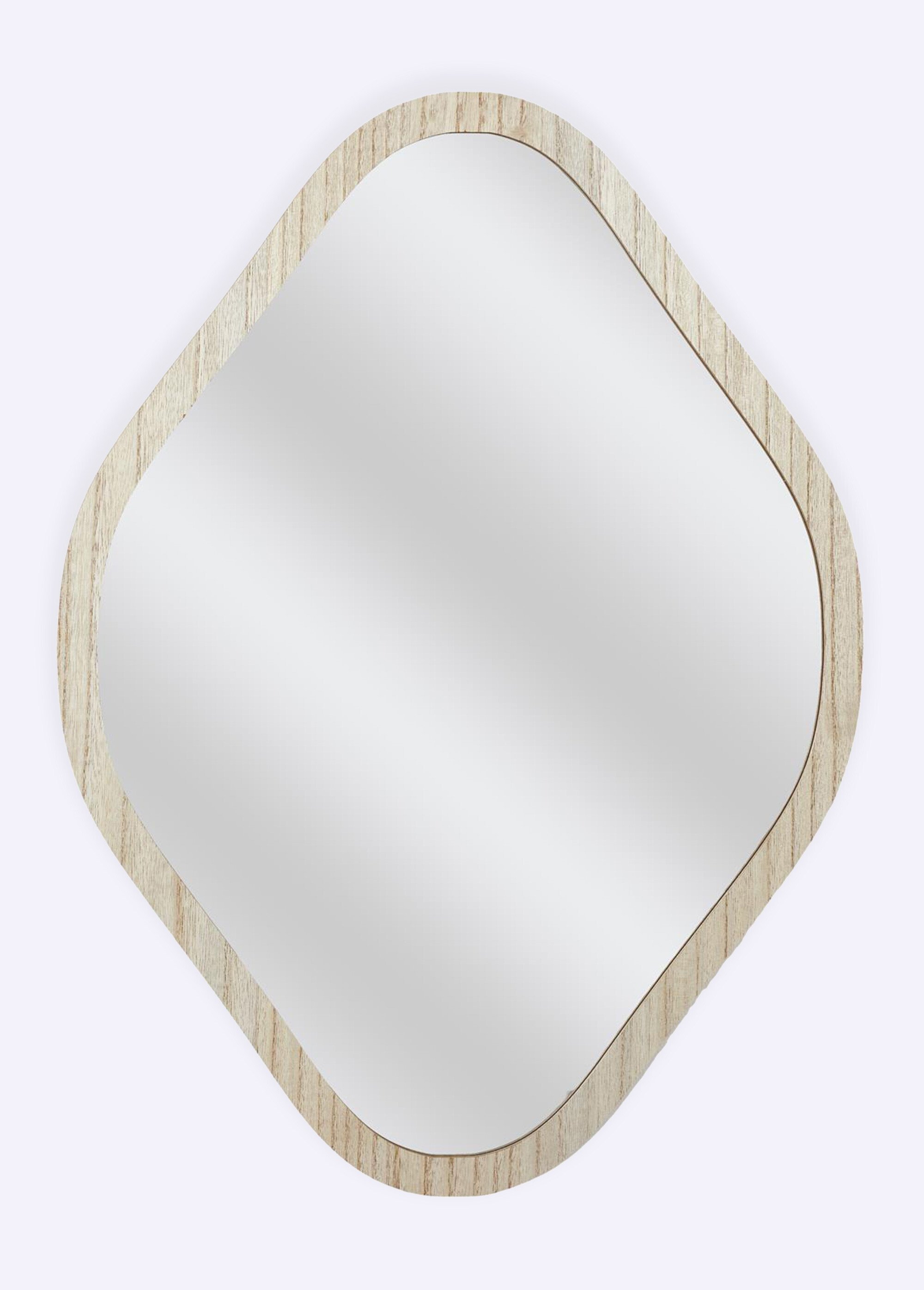 Miroir losange avec contour bois brut