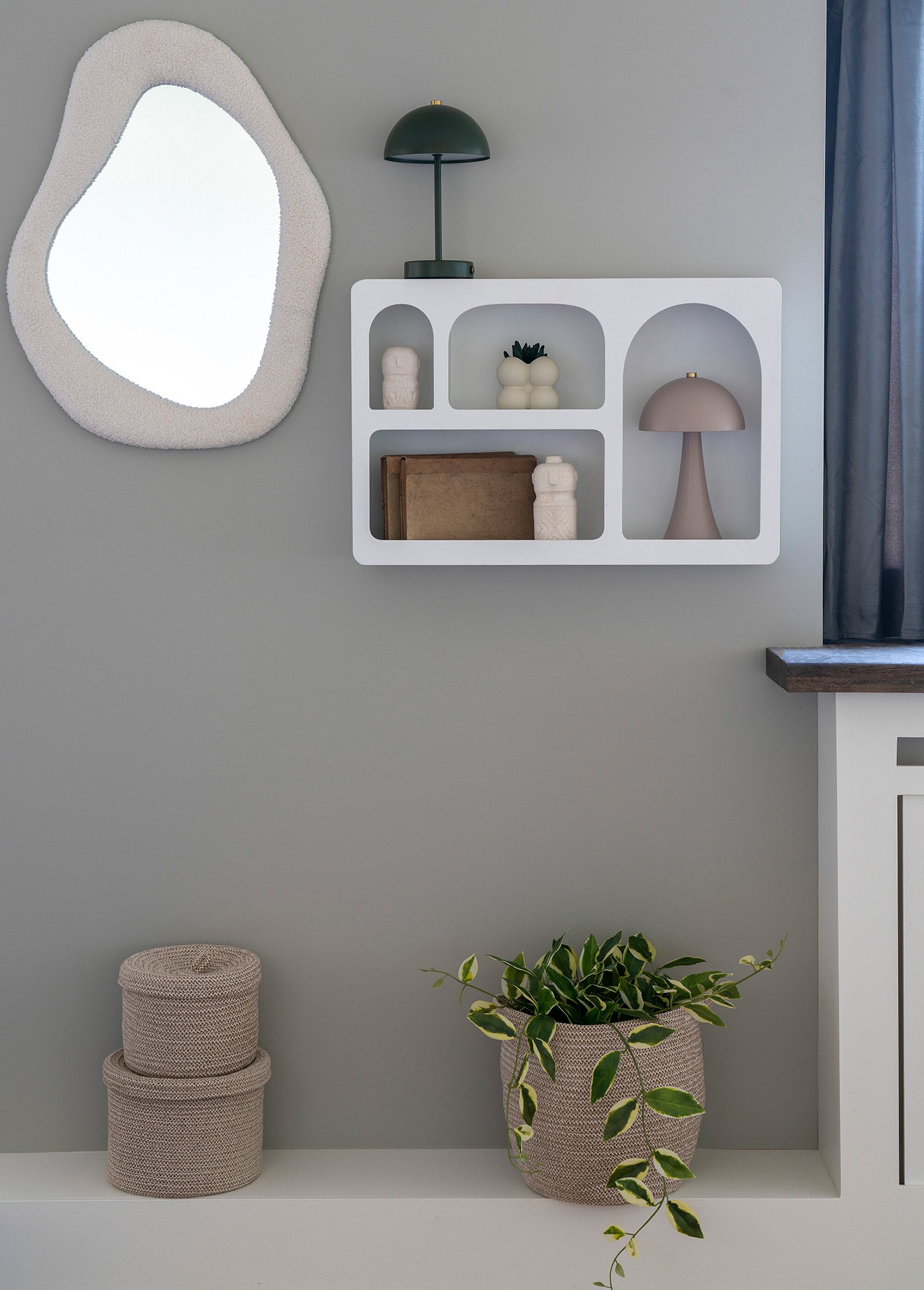 Miroir mural organique bord bouclette Blanc HN-4001717 SI1