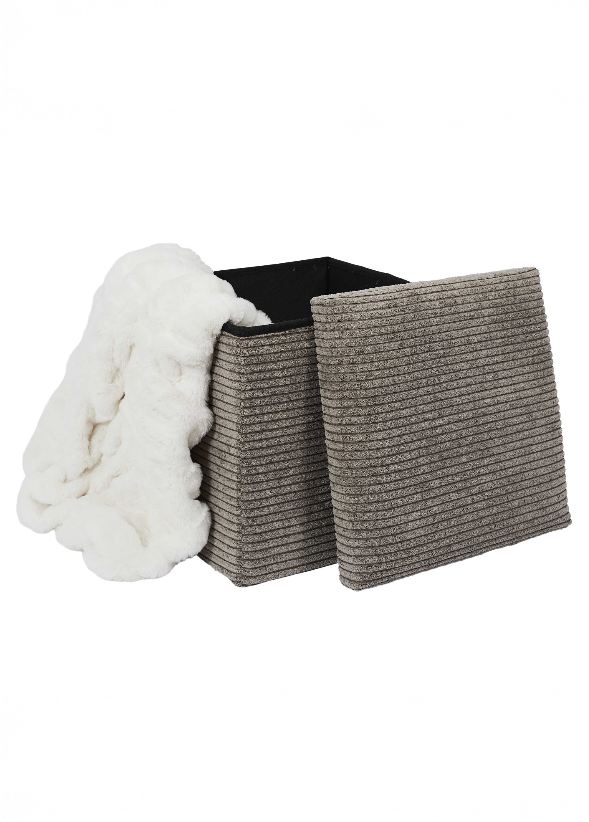 Pouf bouclette avec coffre de rangement 1B