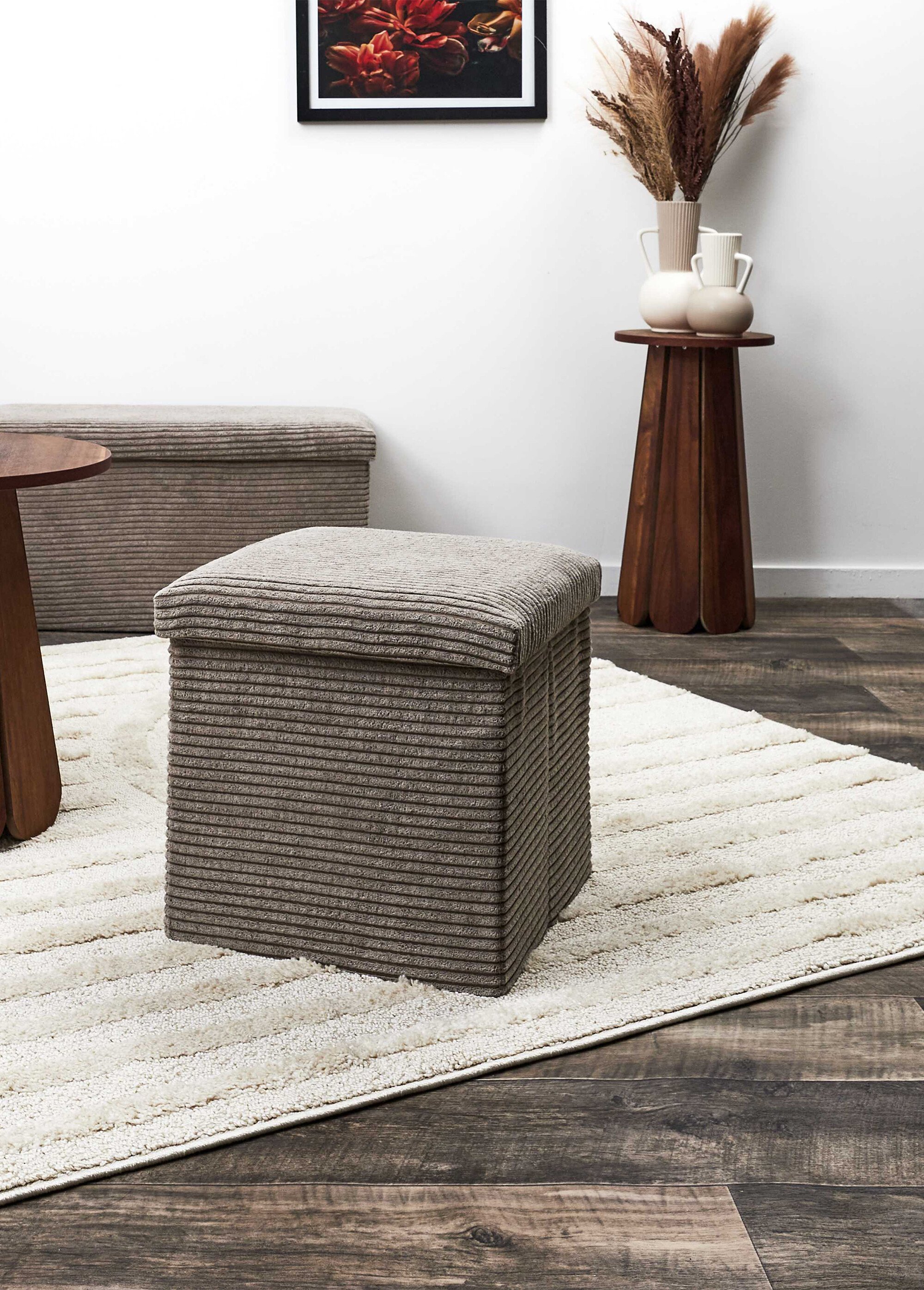 Pouf bouclette avec coffre de rangement 1B MARRON CMP-HD0058 SI1