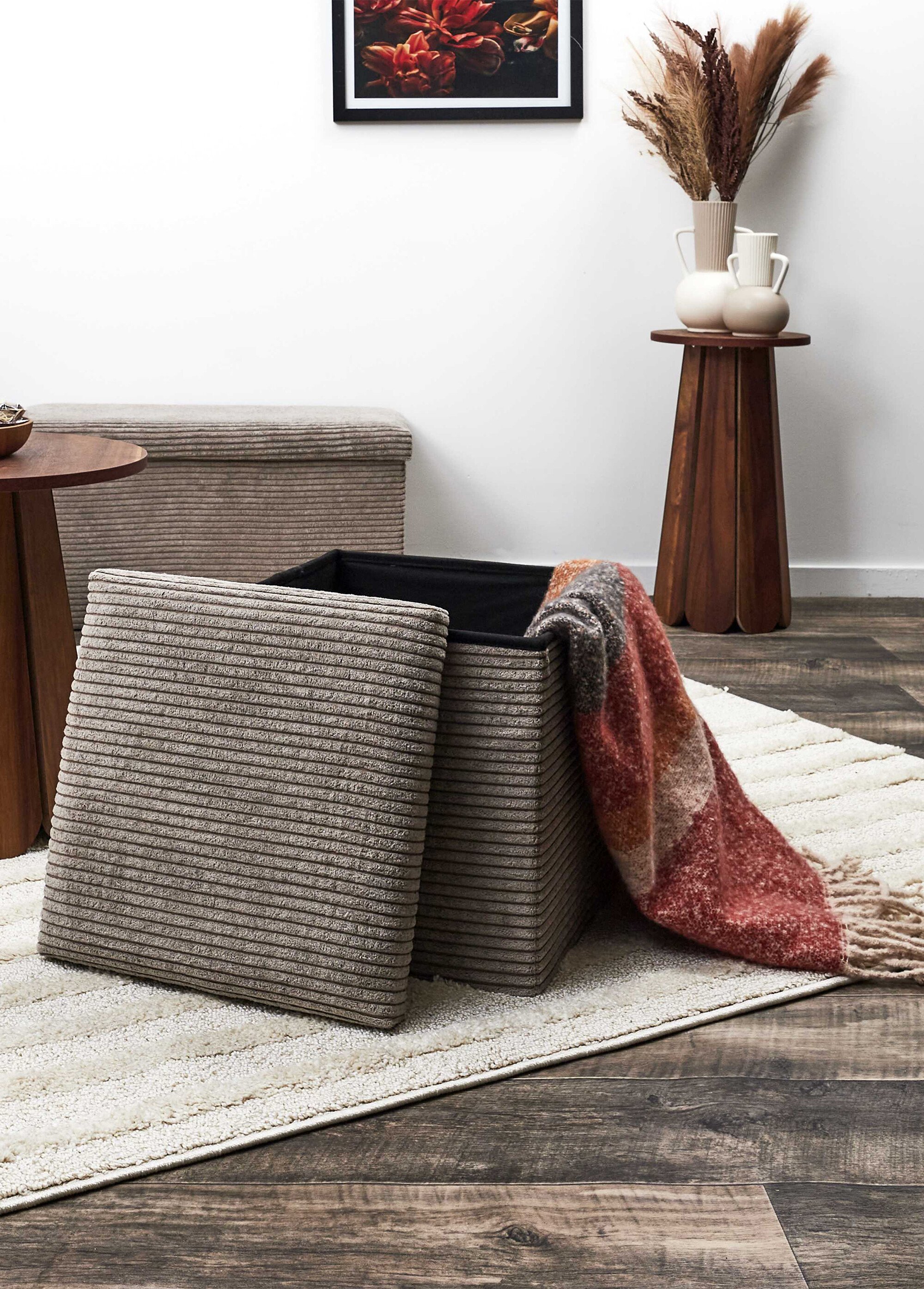 Pouf bouclette avec coffre de rangement 1B MARRON CMP-HD0058 SI2