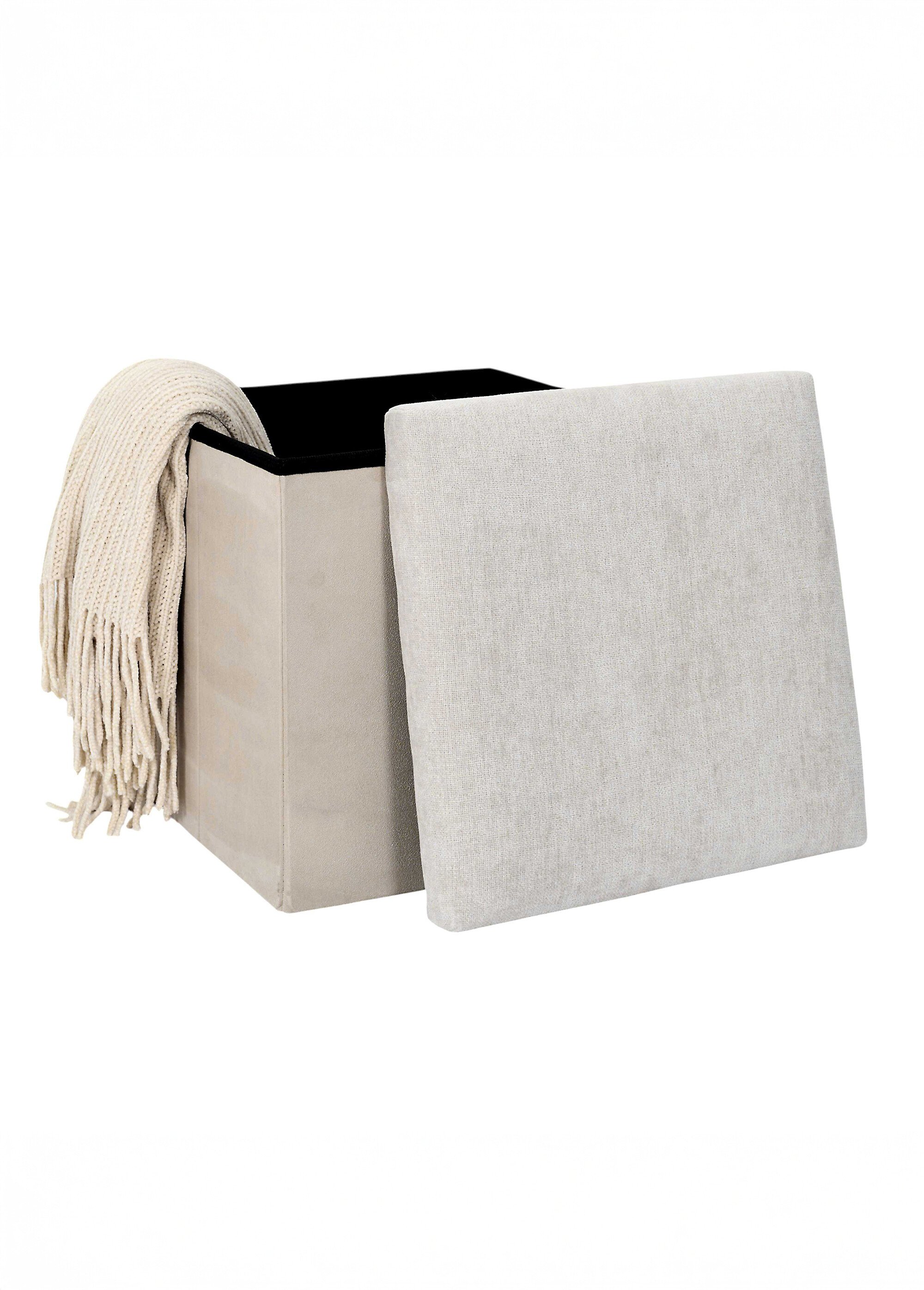 Pouf bouclette avec coffre de rangement 1B BEIGE CMP-HD0058 DE1