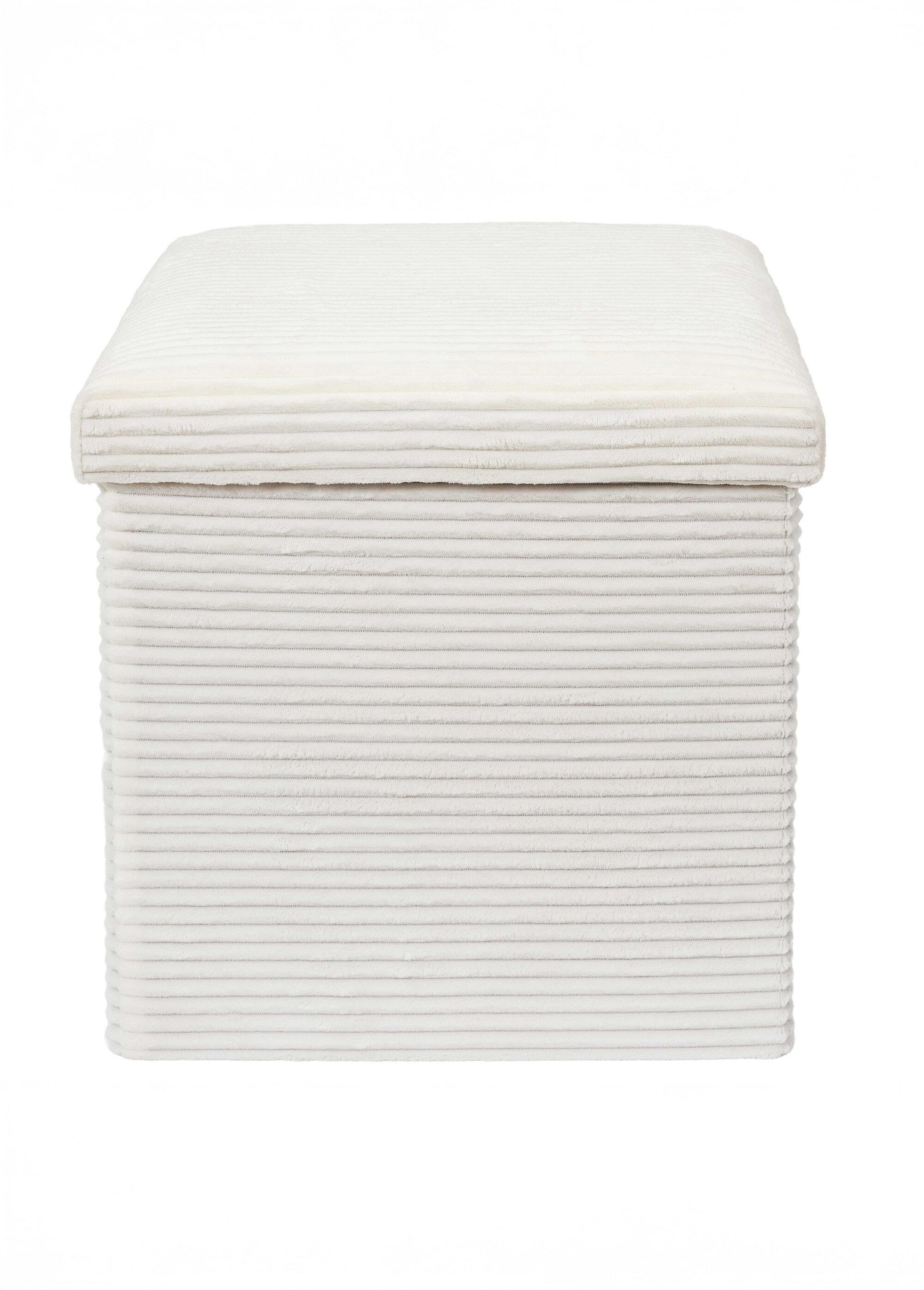 Pouf bouclette avec coffre de rangement 1B BLANC CASSE CMP-HD0058 DE2