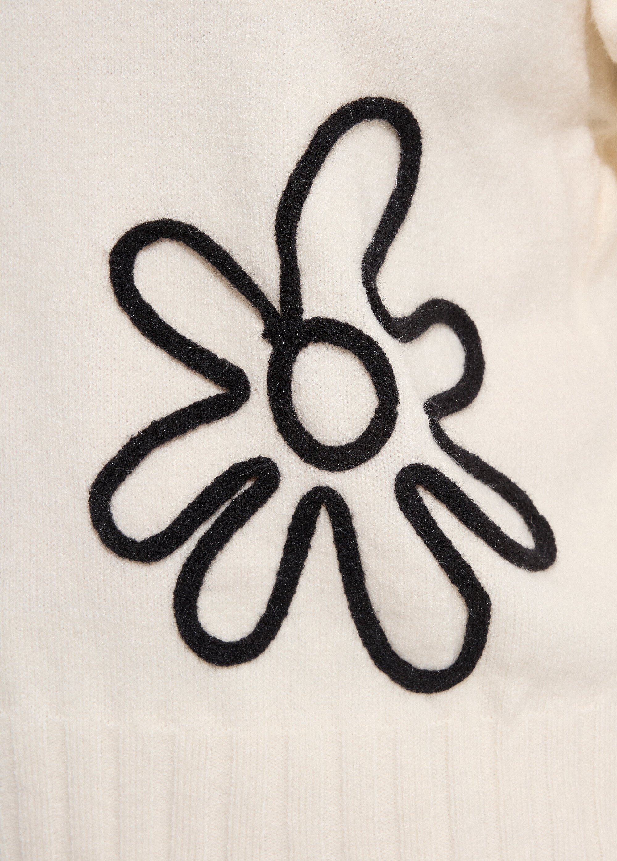 Pull col V applications fleurs Femme Grande Taille Beige CHY-A225-1 DE2