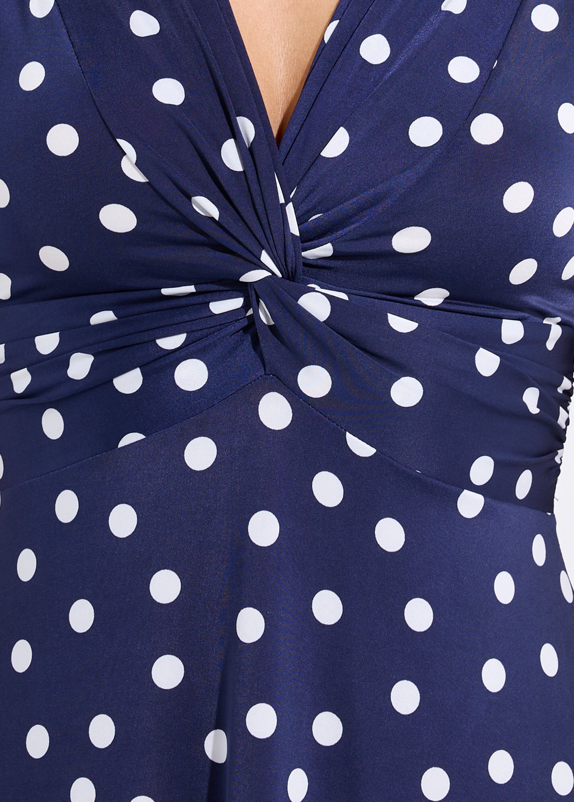 Robe courte col V drapé imprimé pois