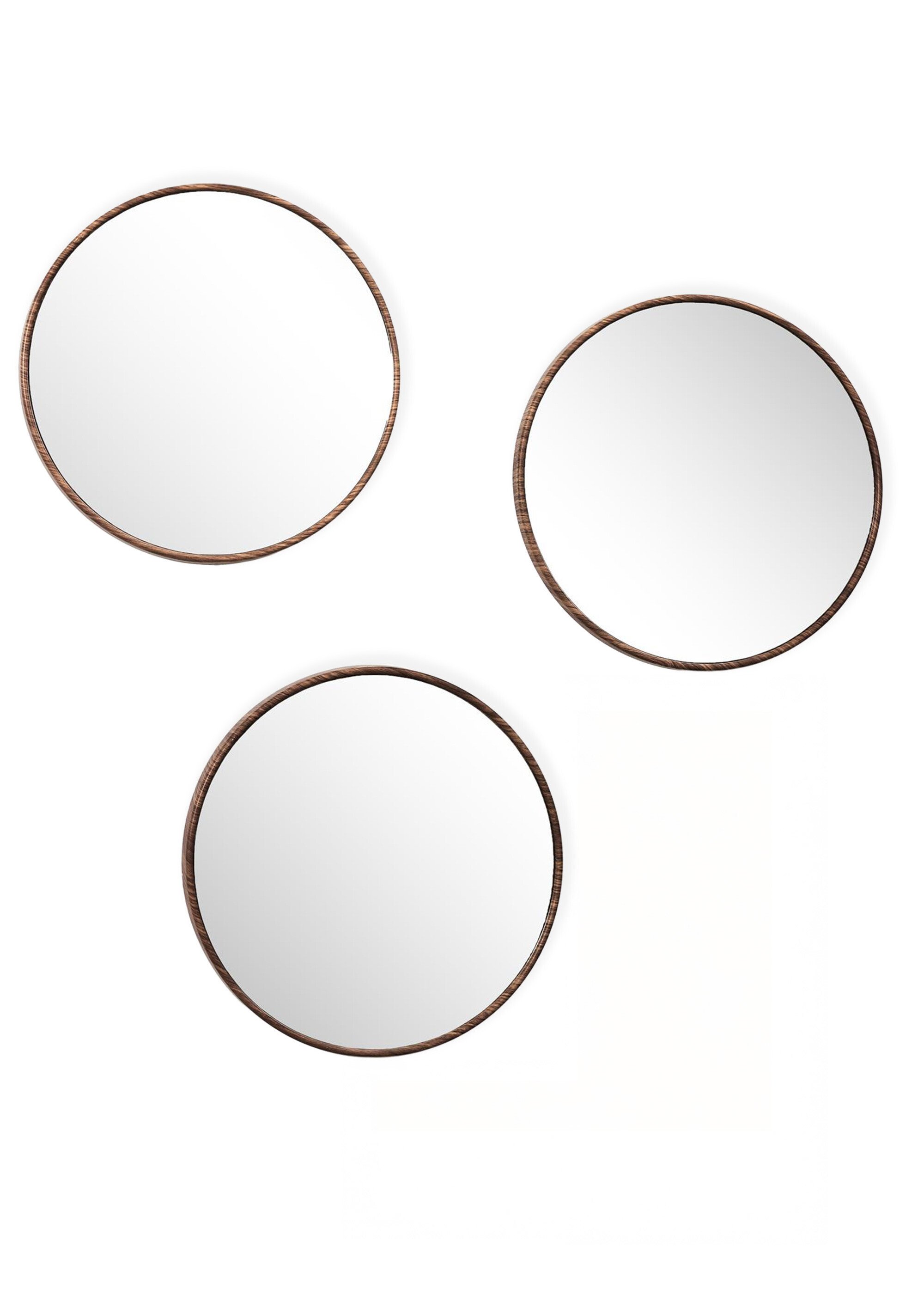Set 3 miroirs rond contour façon bois Marron CMP-HD0377 FA1