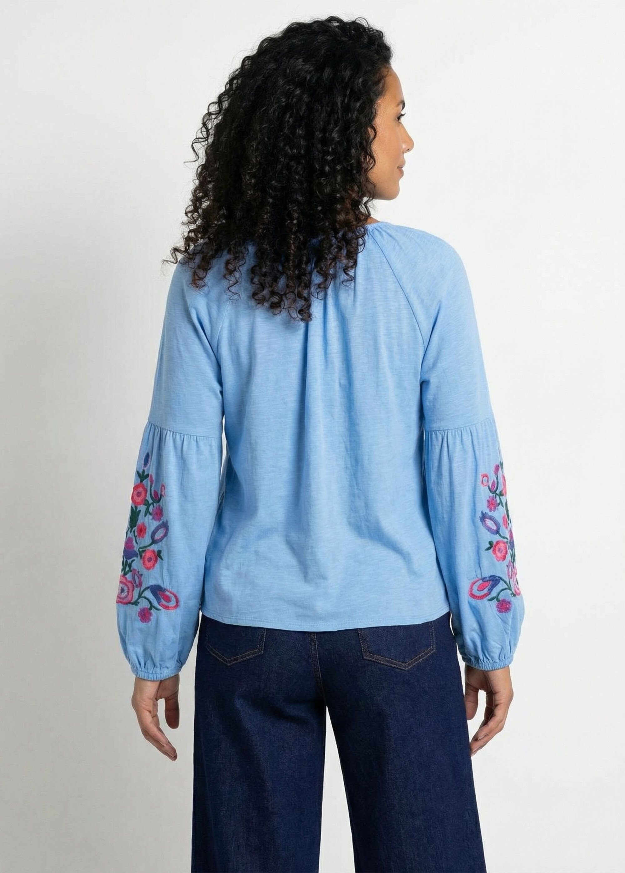 T-shirt long brodé manches longues