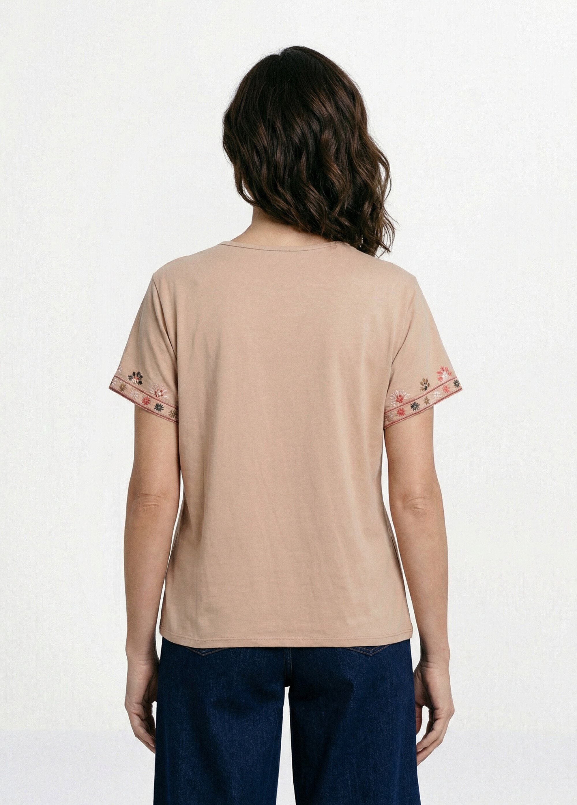T-shirt manches courtes plastron brodé Femme Beige COSETTE DO1