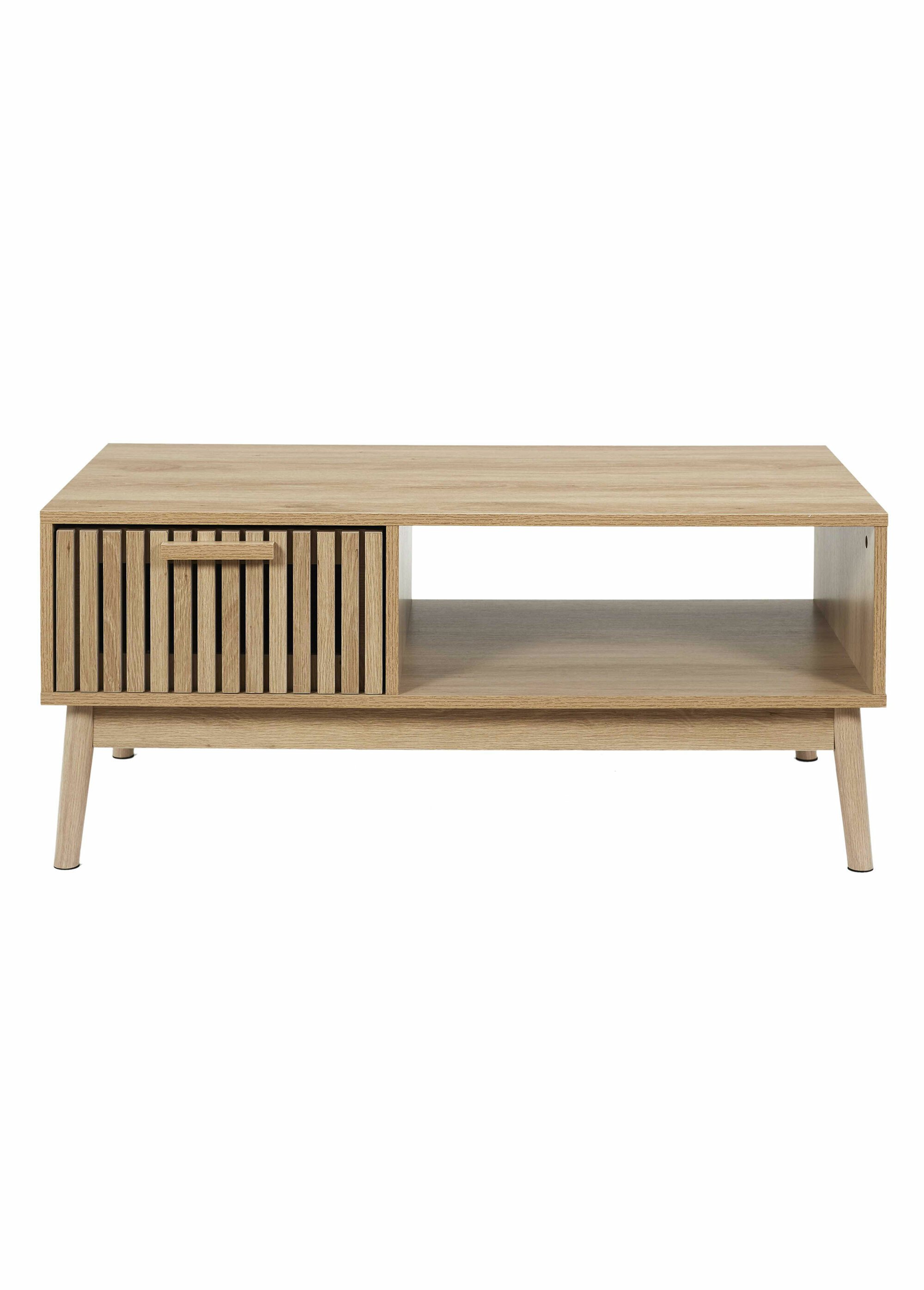 Table basse en bois claustra, 1 tiroir