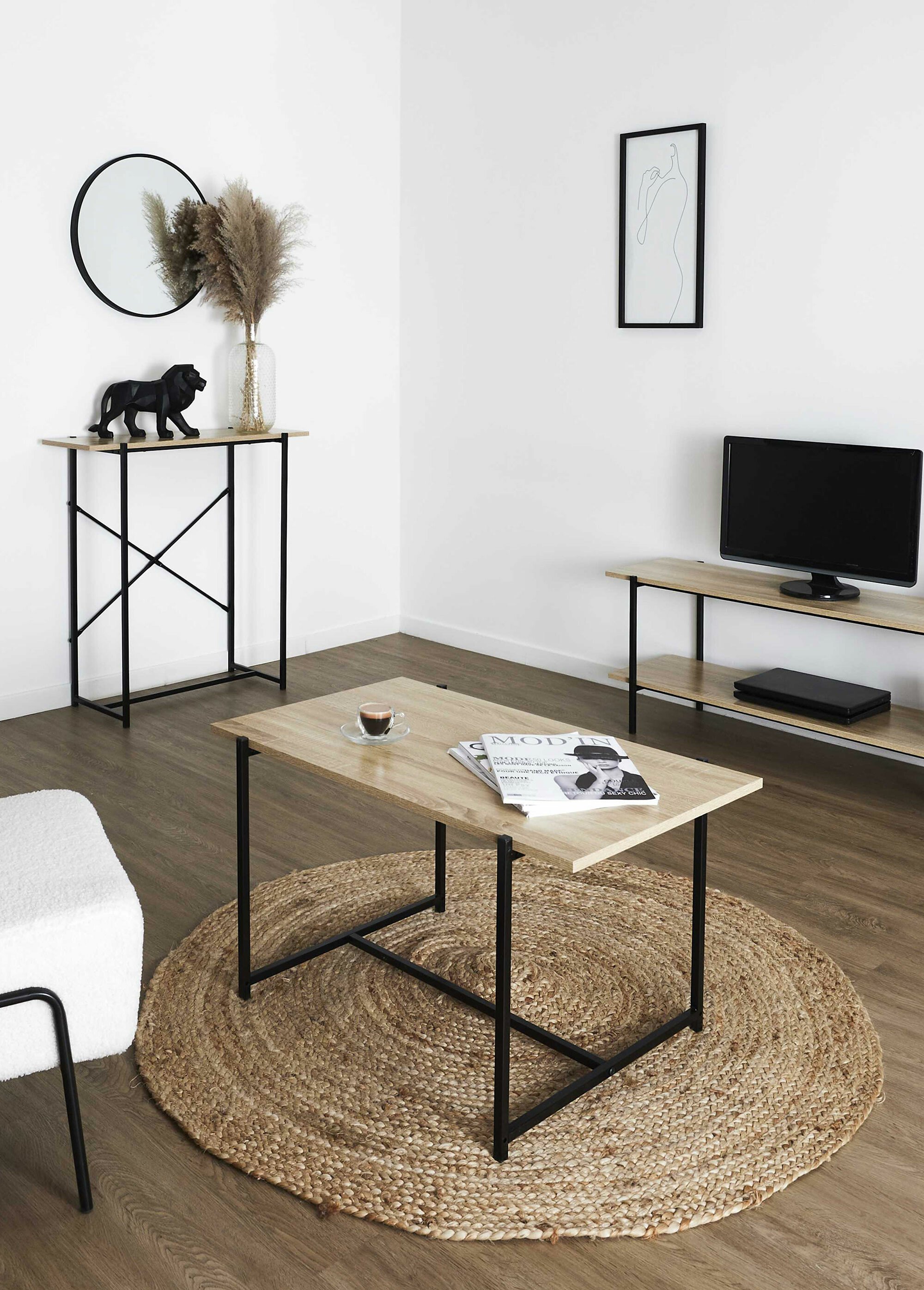 Table basse épurée en métal et bois MARRON CMP-HD0182 SI1