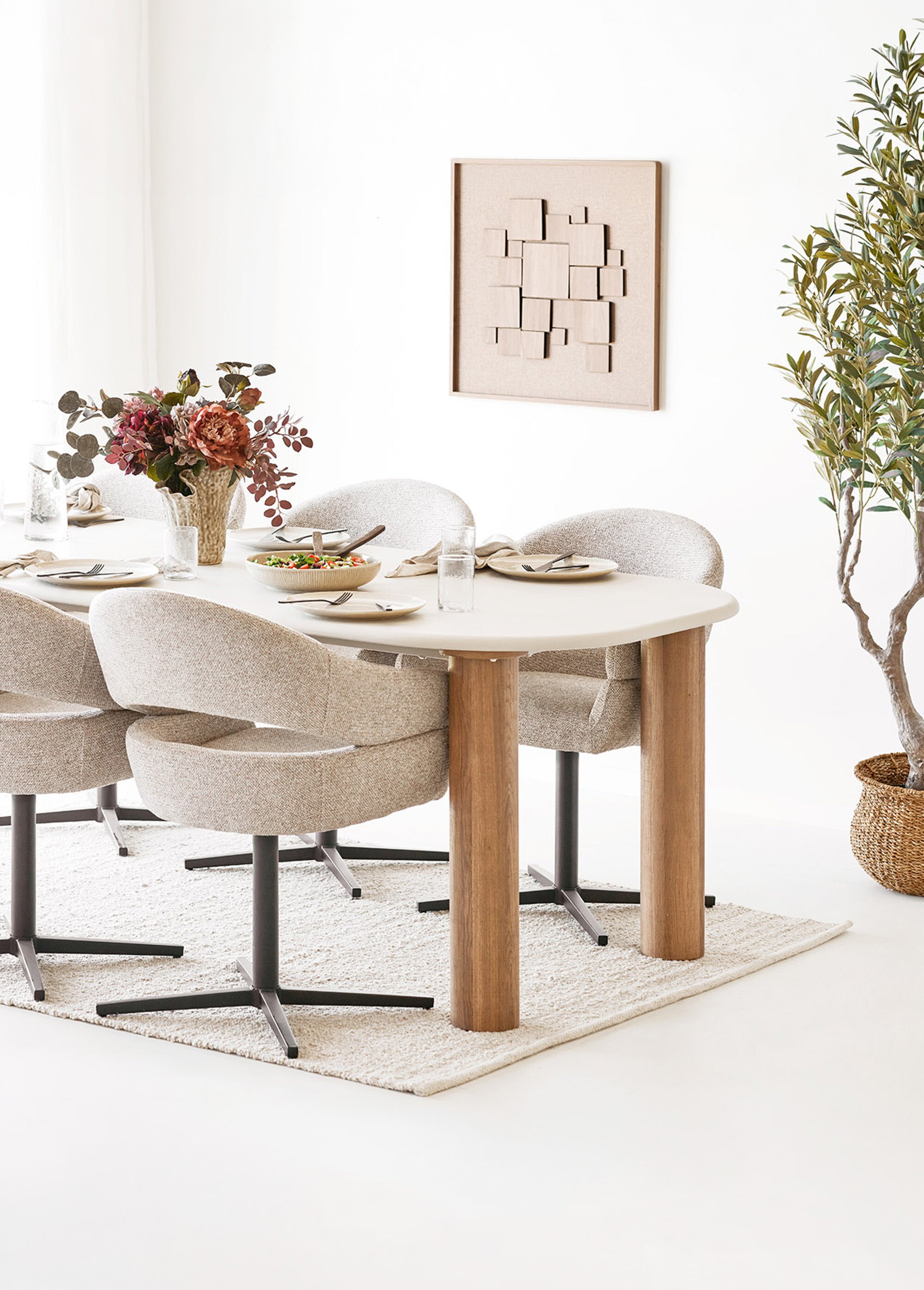 Tapis à poils courts tissé main BELA Beige HN-3981830 SI1
