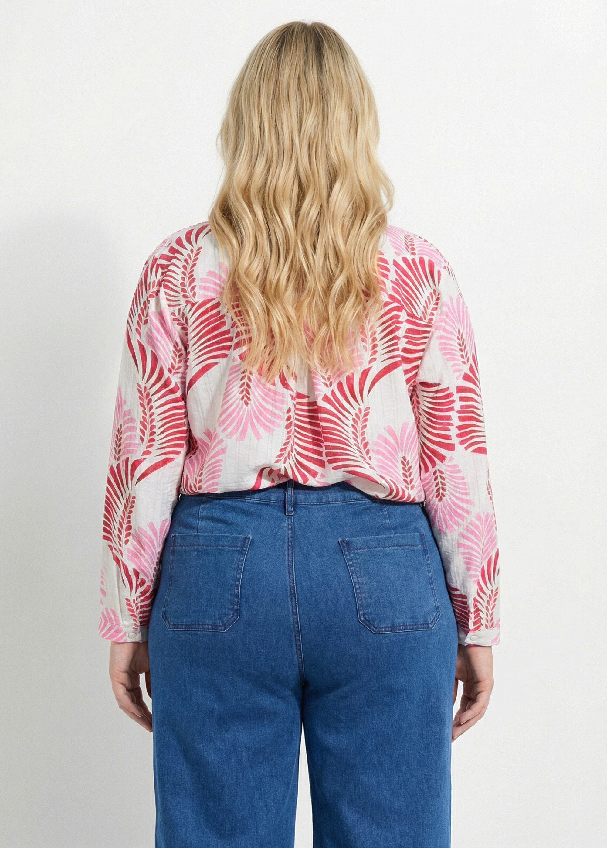 Tunique boutonnée motif feuillage pop