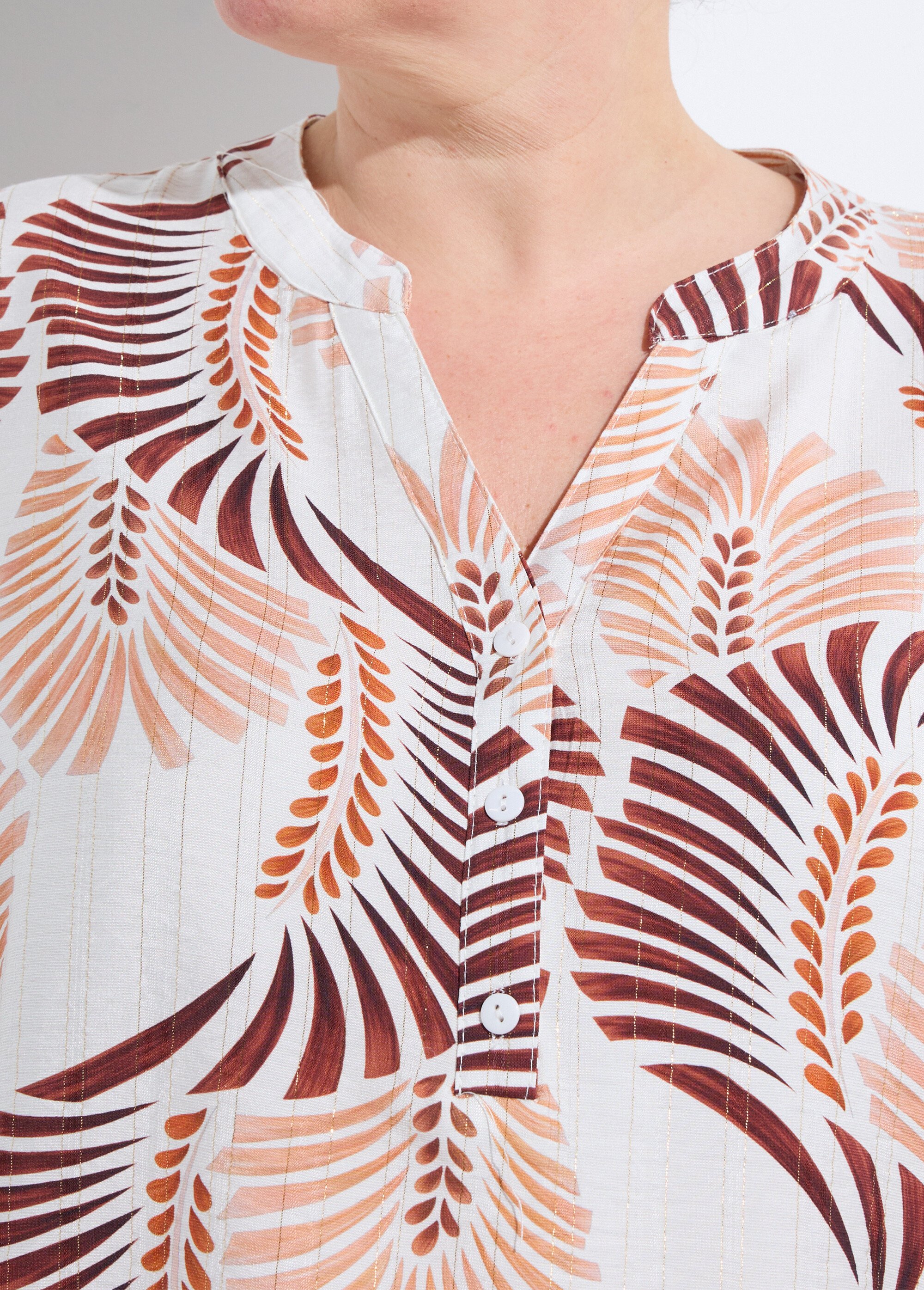 Tunique boutonnée motif feuillage pop