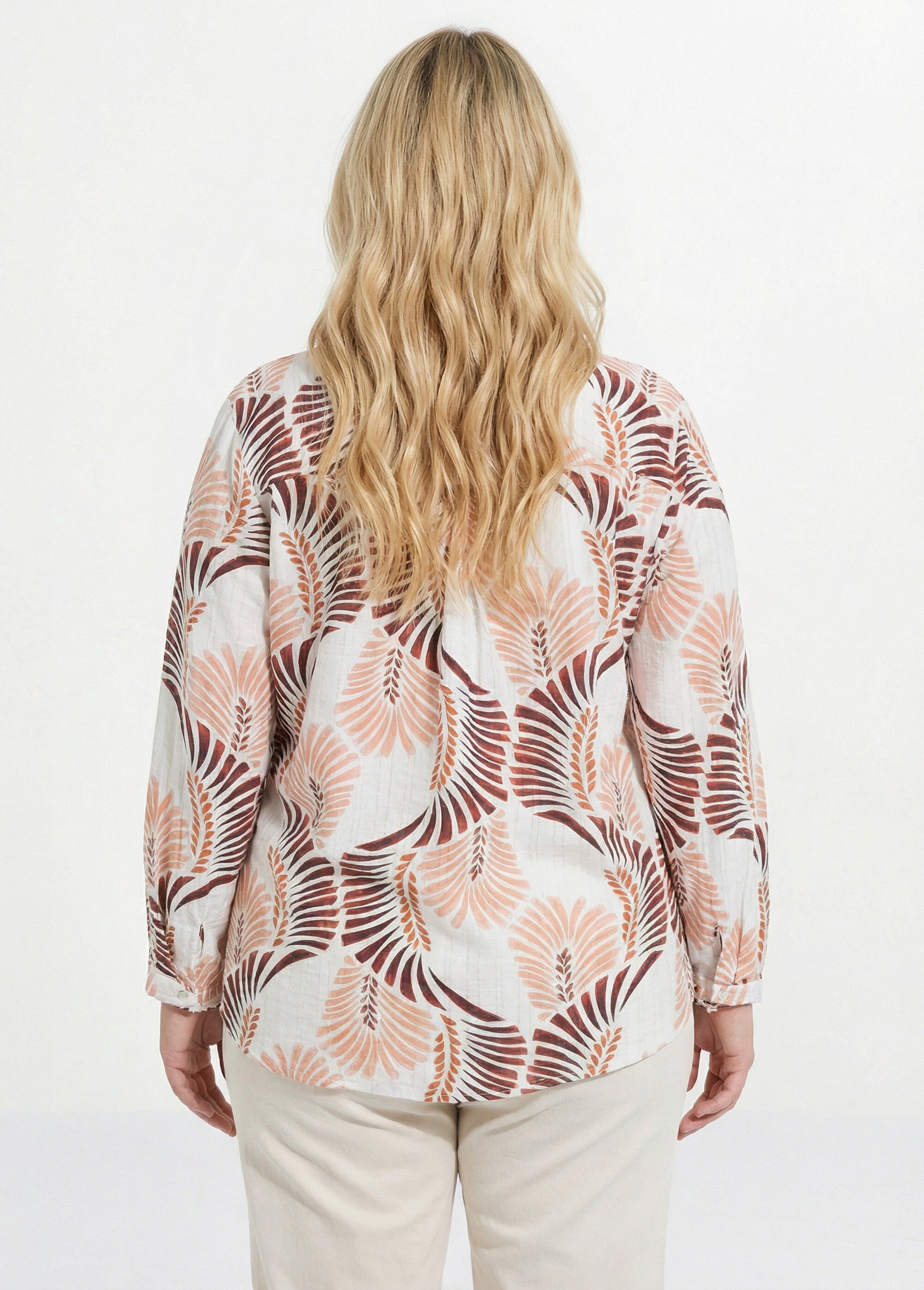 Tunique boutonnée motif feuillage pop