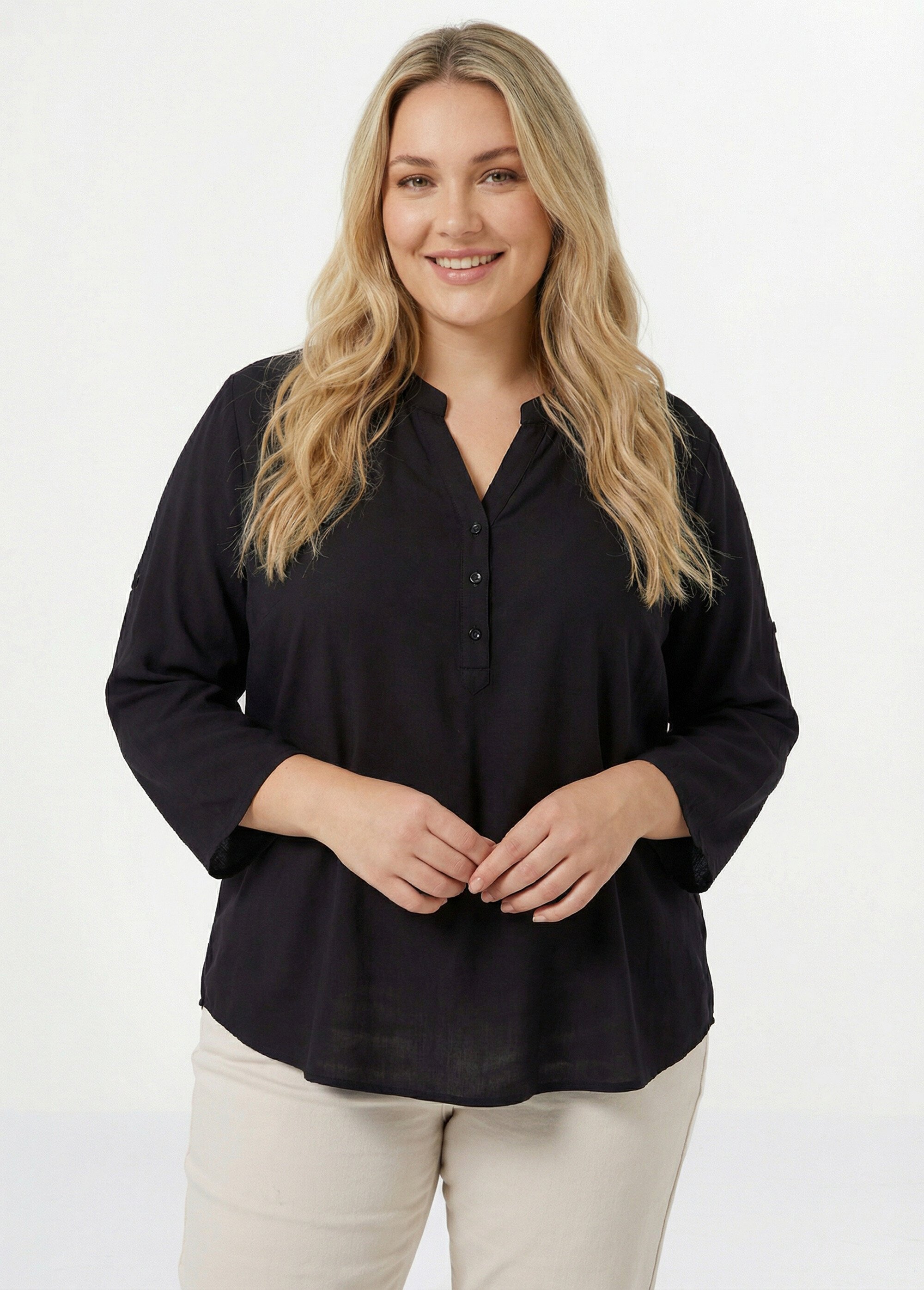 Tunique col tunisien et manches 3/4