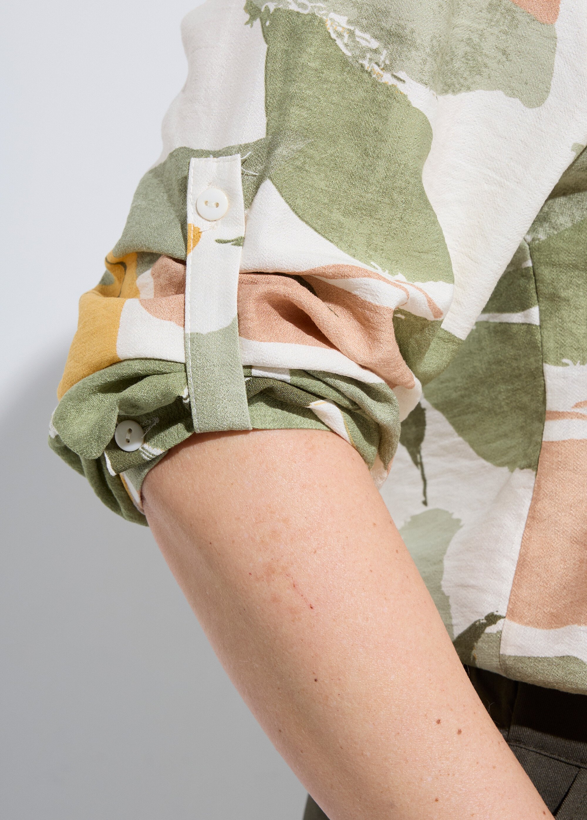 Tunique imprimé feuillage stylisé Femme Grande Taille Vert CHY-F650 DE2