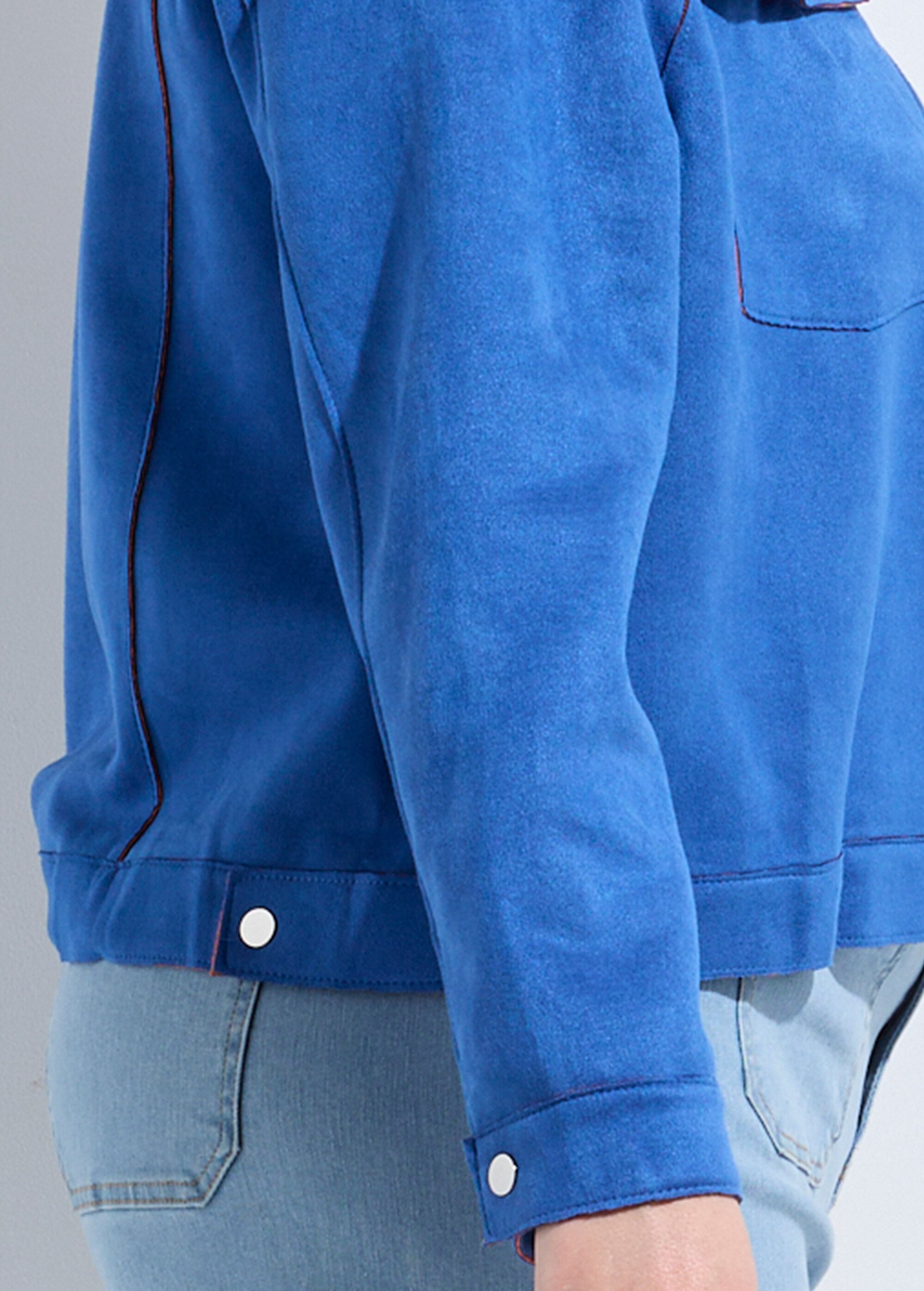 Veste en suédine détails contrastants Femme Grande Taille Bleu CHY-H013 DE2