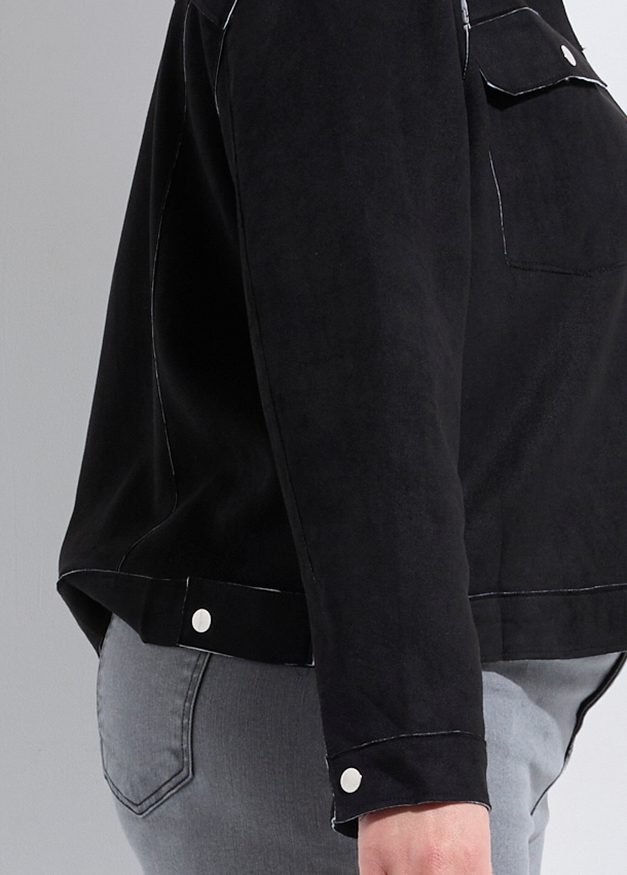 Veste en suédine détails contrastants Femme Grande Taille Noir CHY-H013 DE2