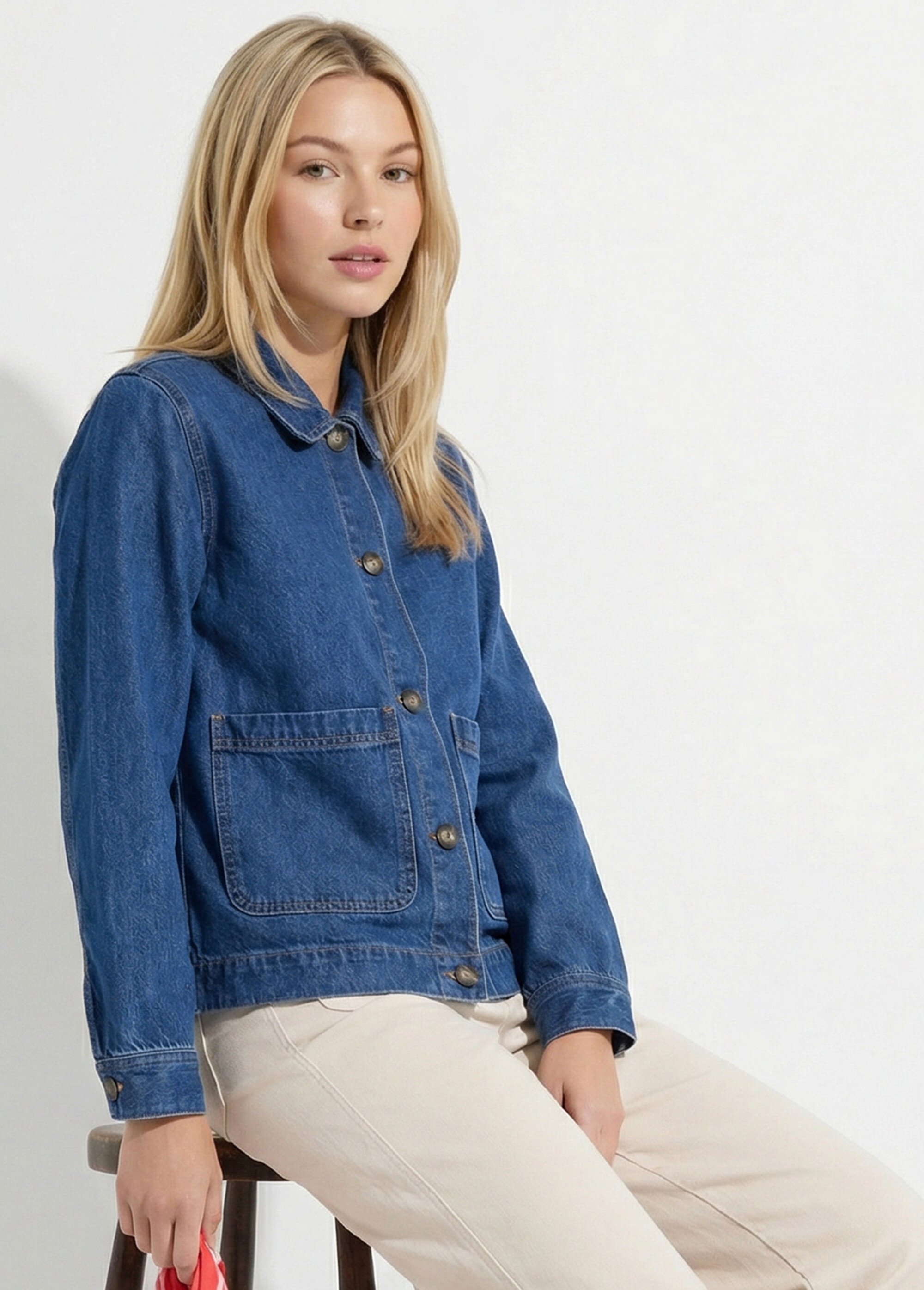 Veste worker boutonnée en jean