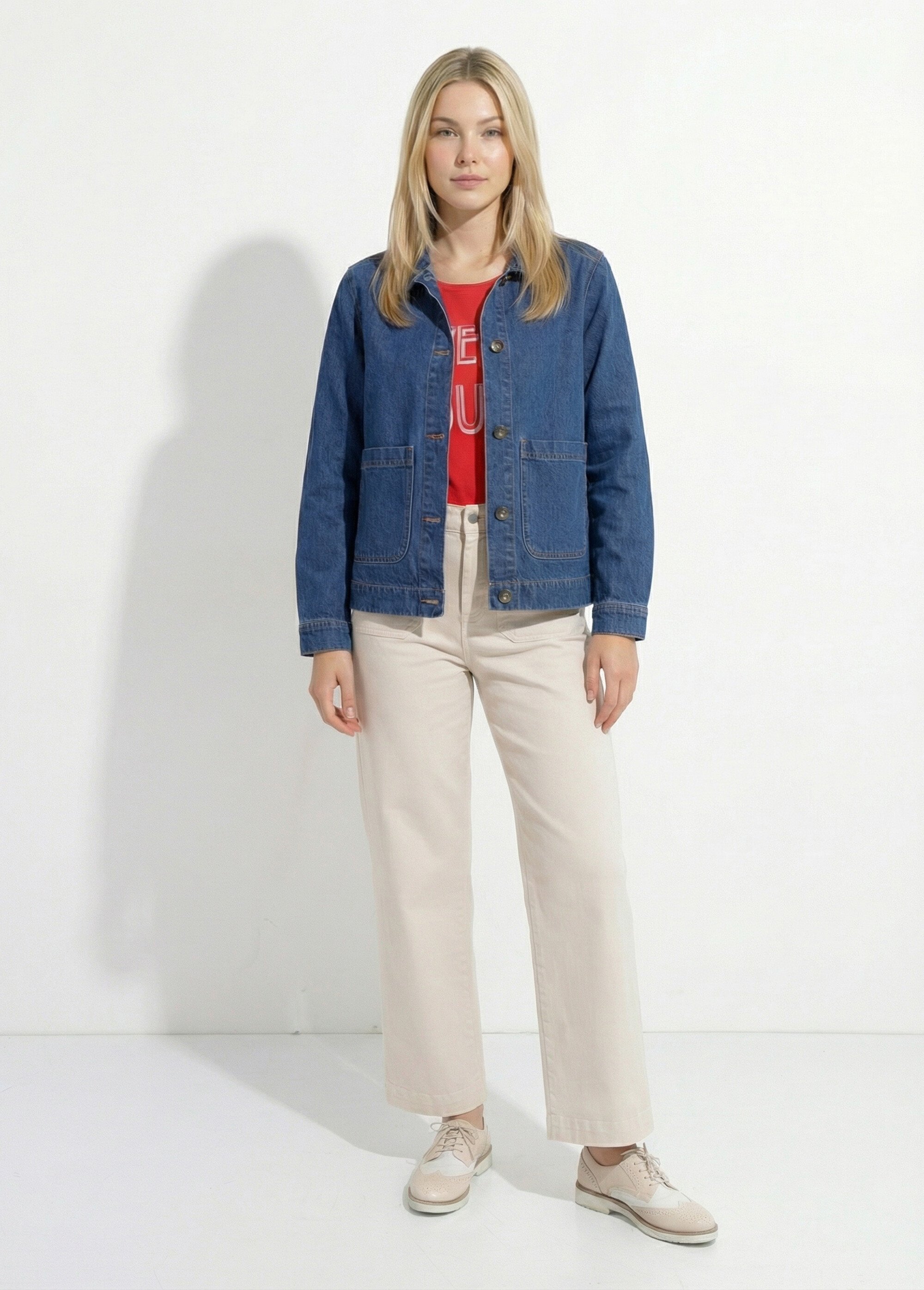 Veste worker boutonnée en jean Femme Bleu TRAVIS SF1