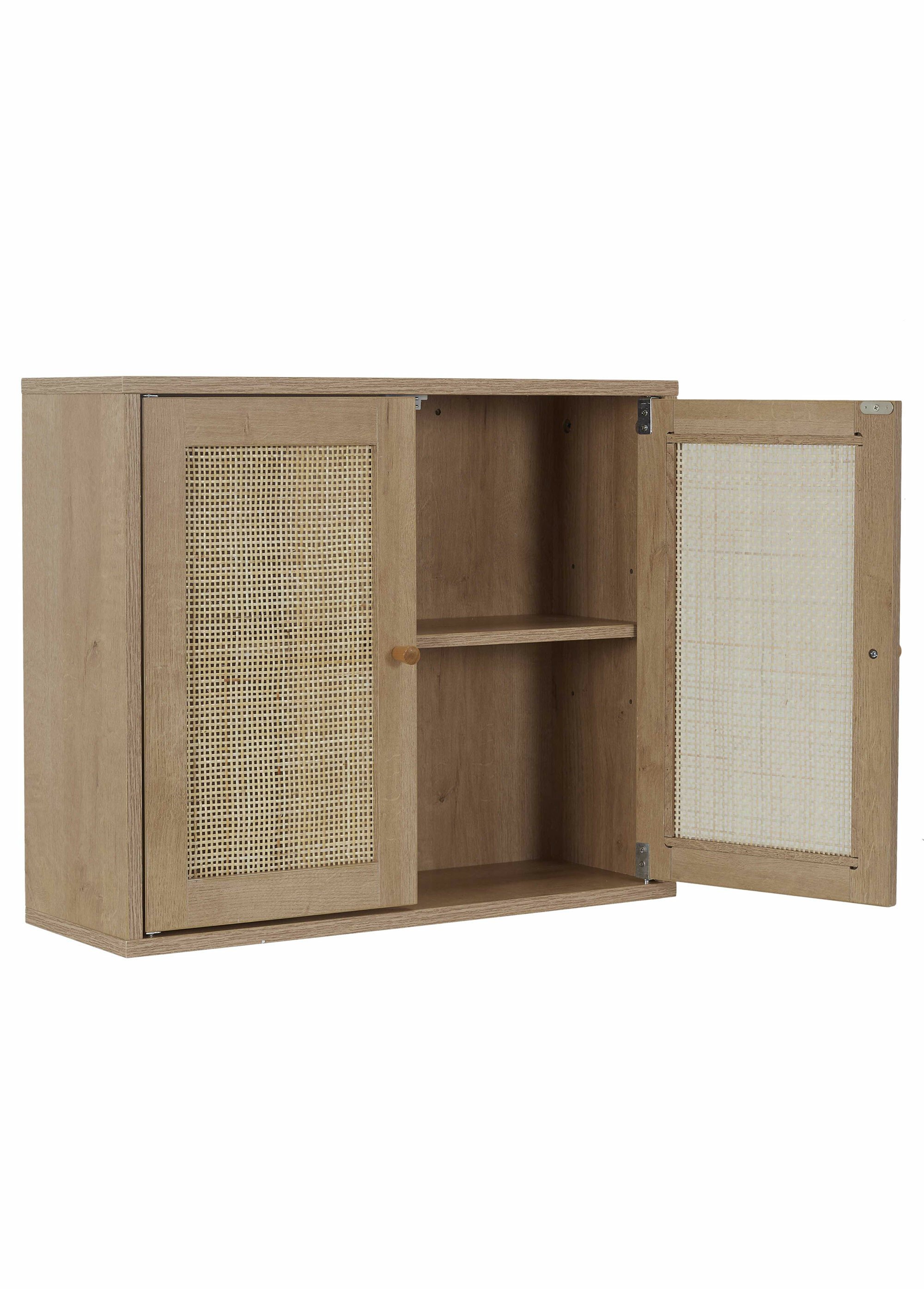 Armoire murale 2 portes, bois et cannage MARRON CMP-HD0226 DE2