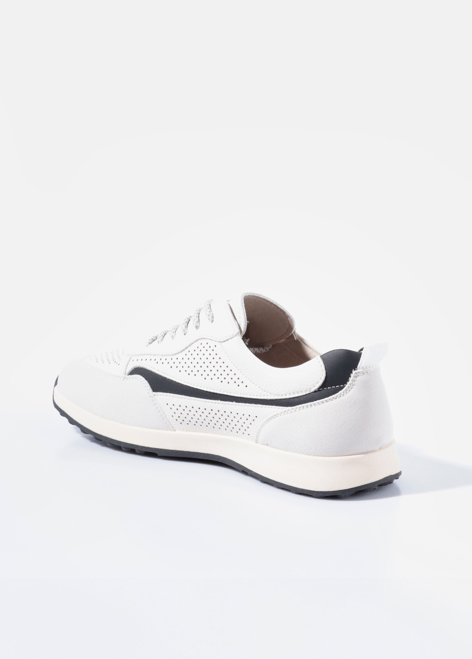 Baskets bimatière en simili cuir perforé Homme Blanc YIMV29031 DO1