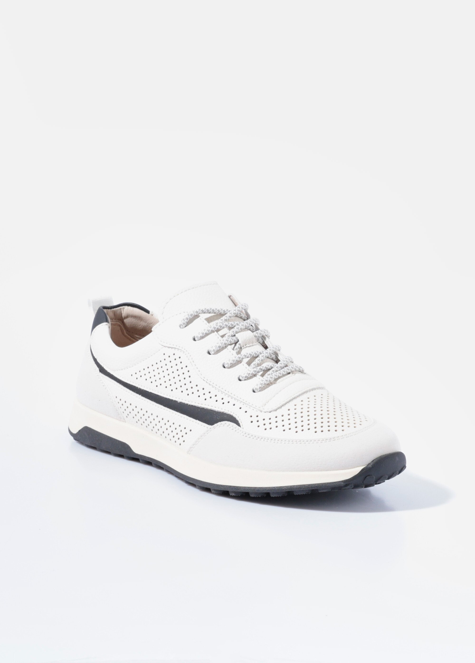 Baskets bimatière en simili cuir perforé Homme Blanc YIMV29031 FA1