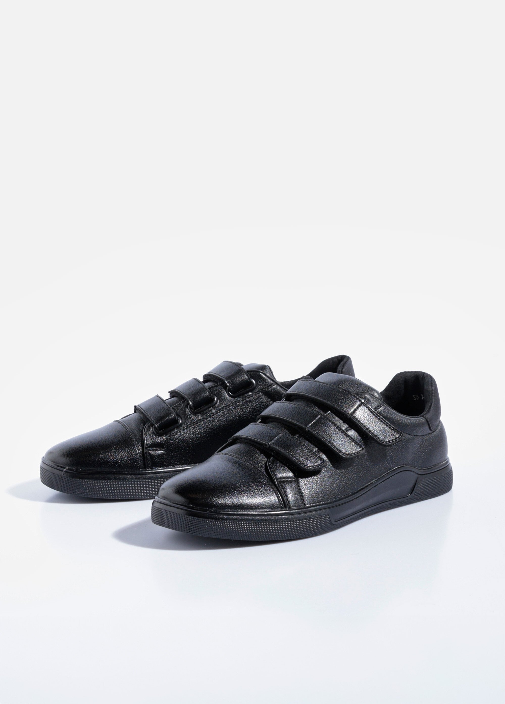 Baskets casual à scratchs en simili cuir Homme Noir YIM006 DE1