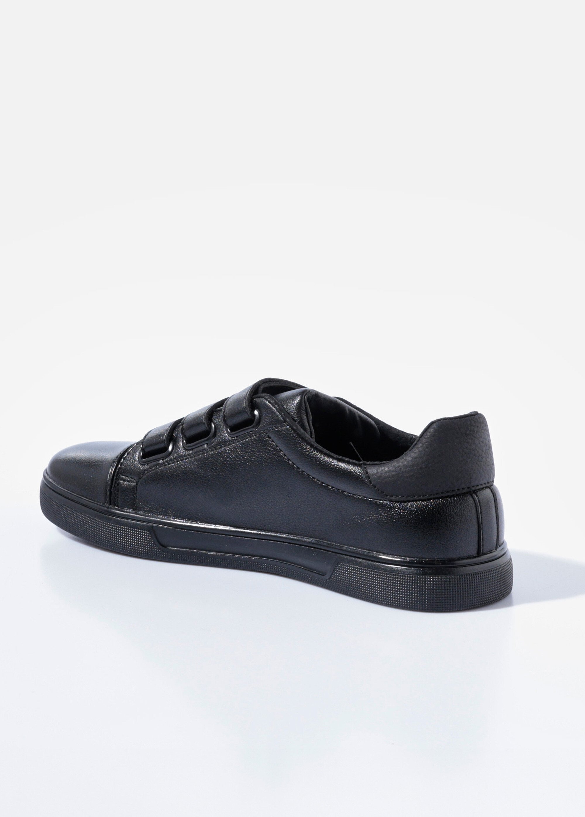 Baskets casual à scratchs en simili cuir Homme Noir YIM006 DO1
